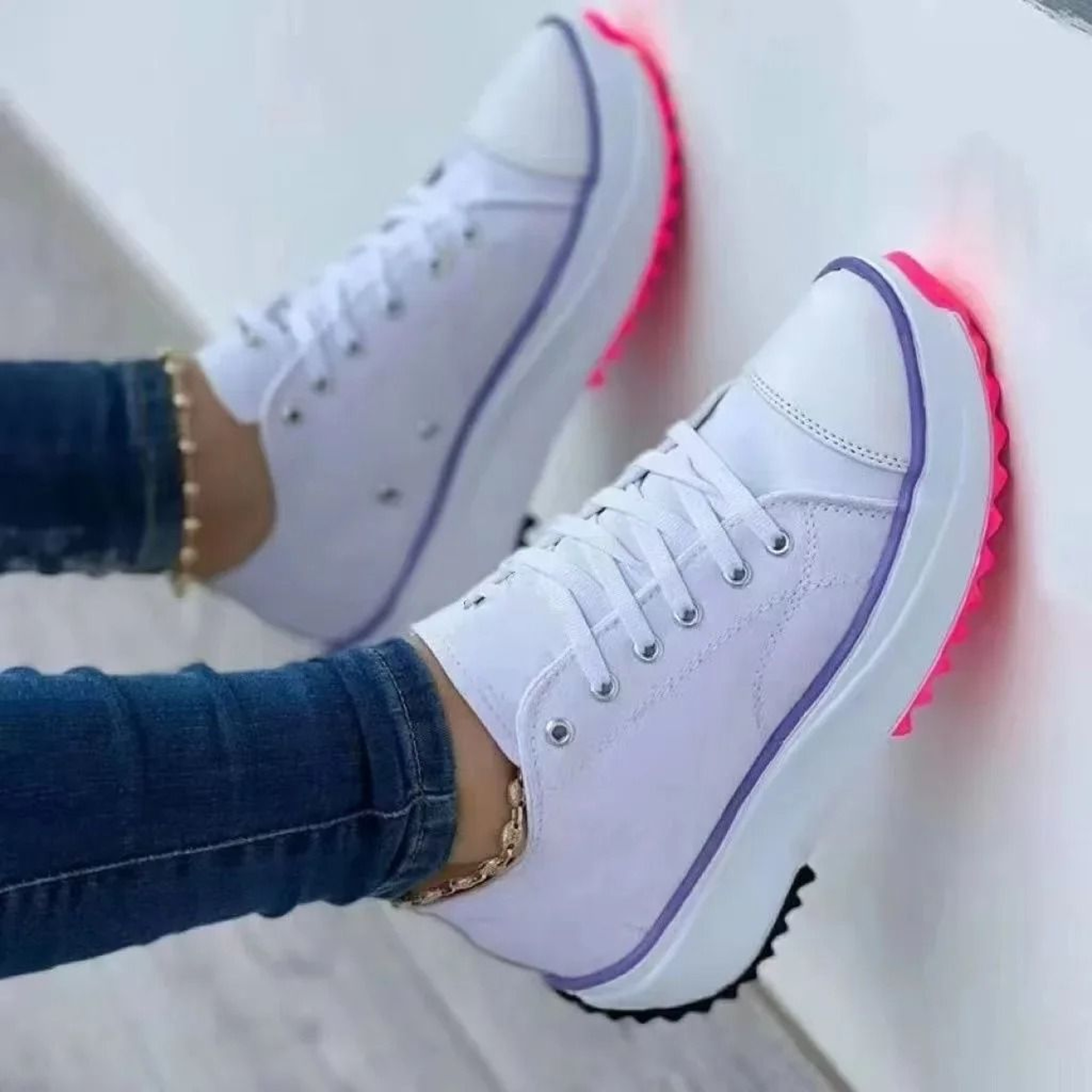 Women Casual Canvas Low Top Sneakers Solid Color Walking Shoes 6