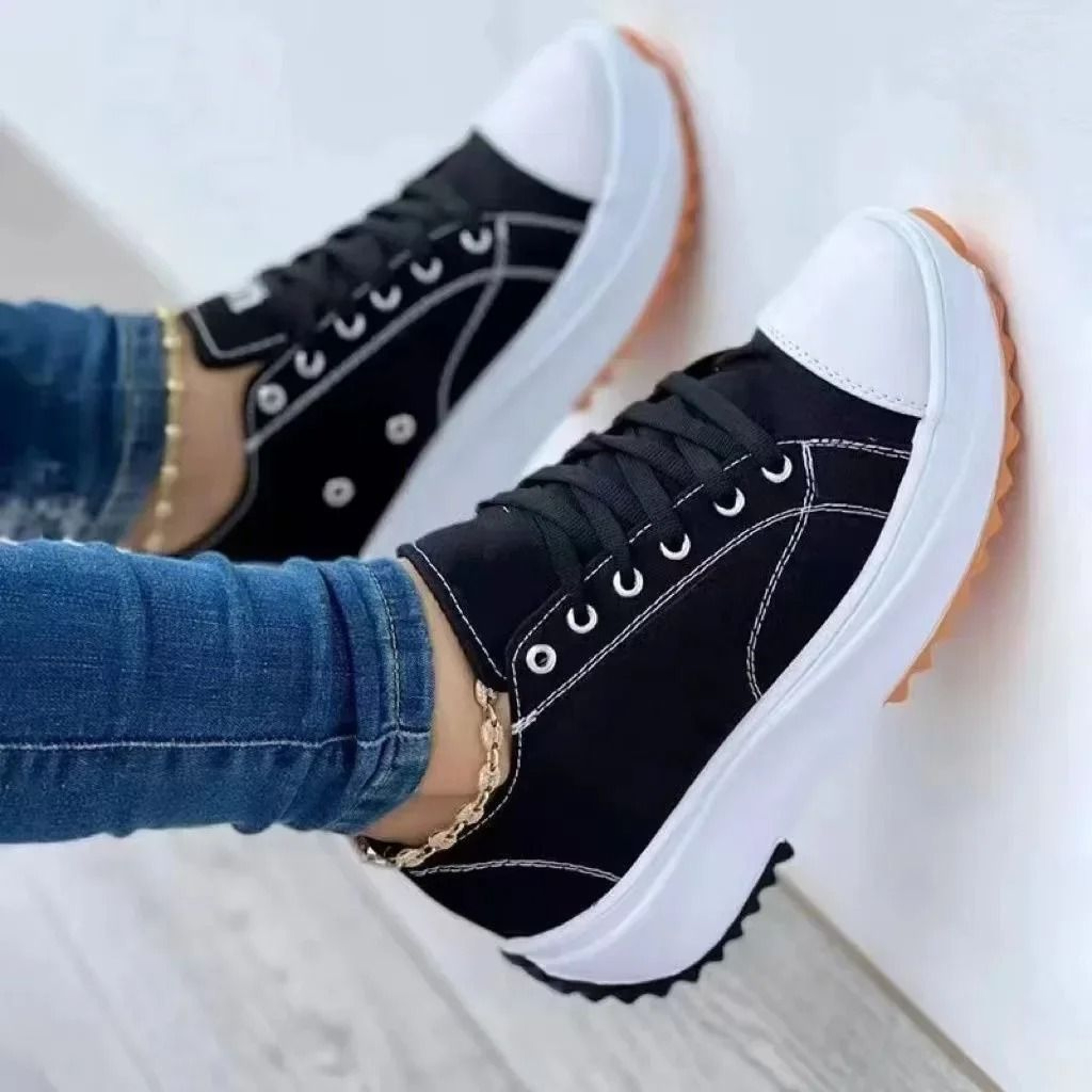 Women Casual Canvas Low Top Sneakers Solid Color Walking Shoes 8
