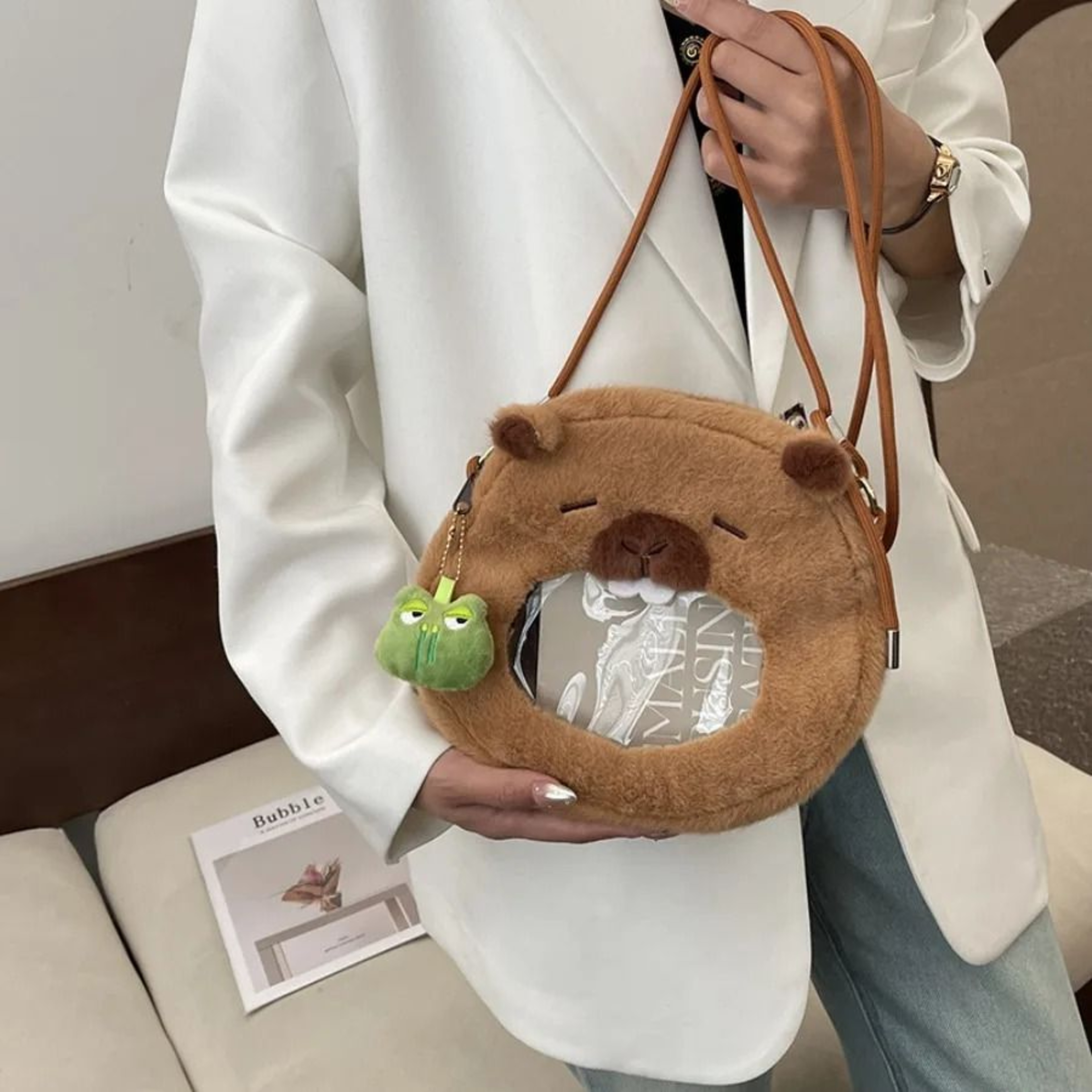 Kawaii Capybara Plush Backpack Mini Shoulder Bag For Kids 8
