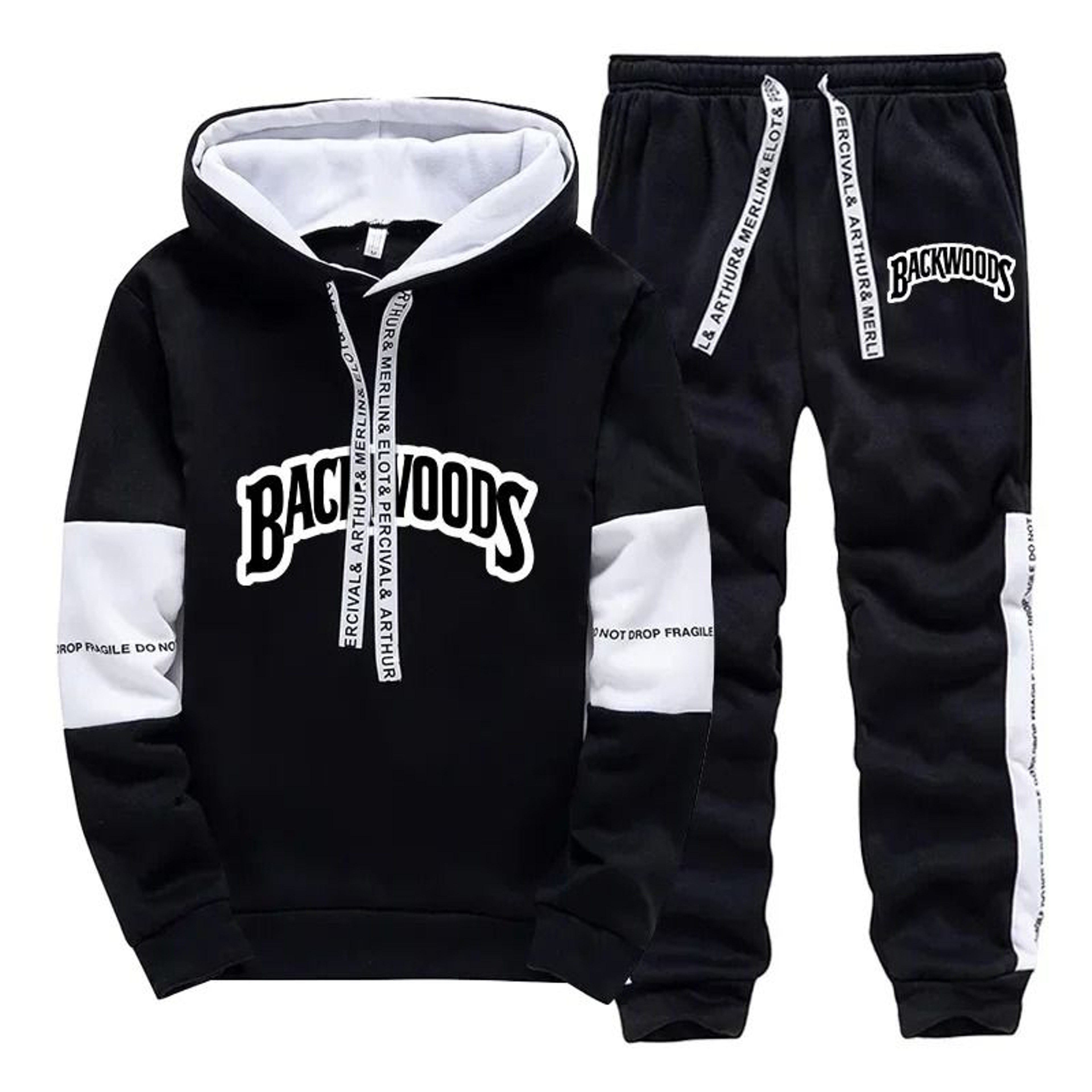 Mens Casual Tracksuit Print Sweatshirt And Sweatpants Set 7