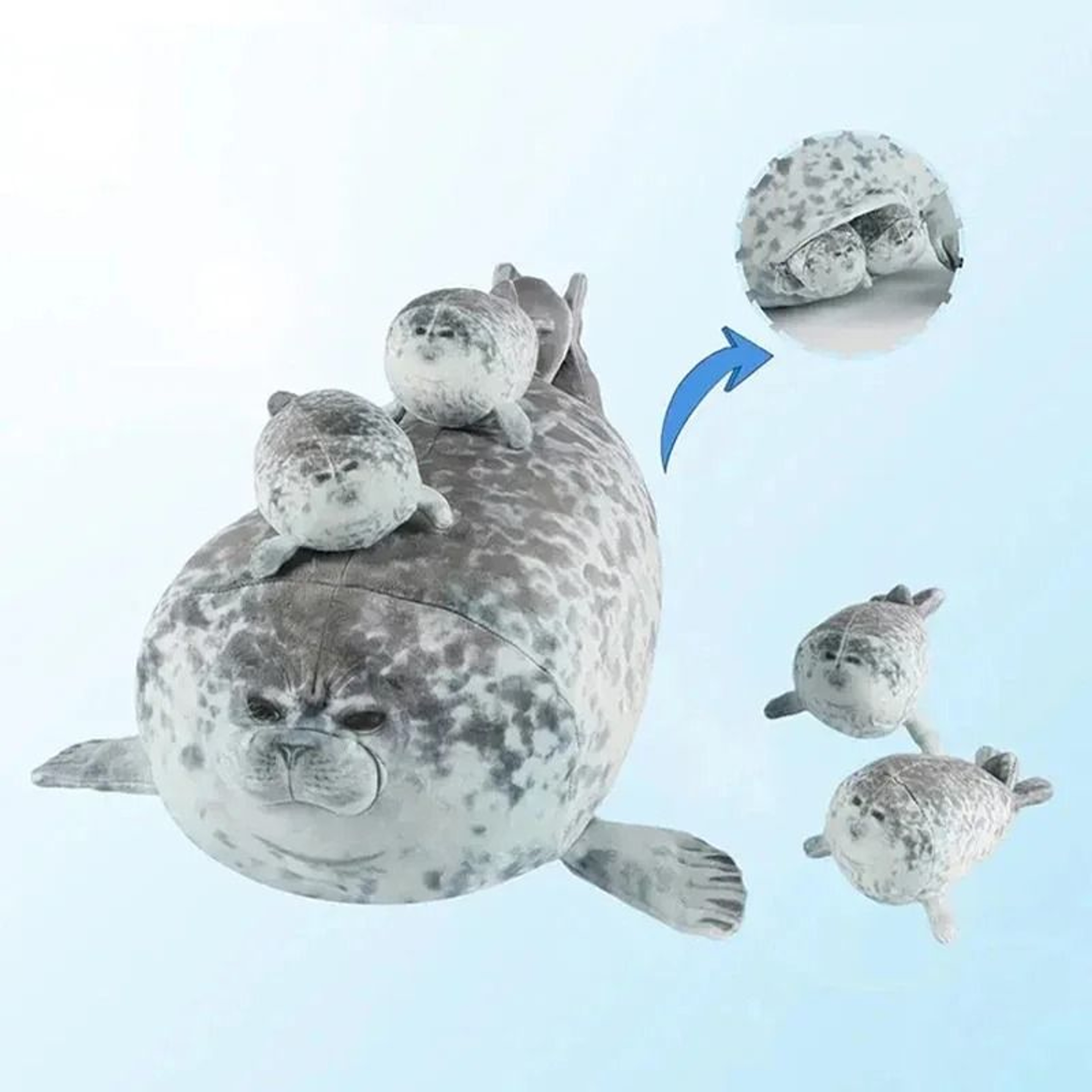 Mother And Son Seal Plush Toy Set With Zipper Design 40 Inch 0
