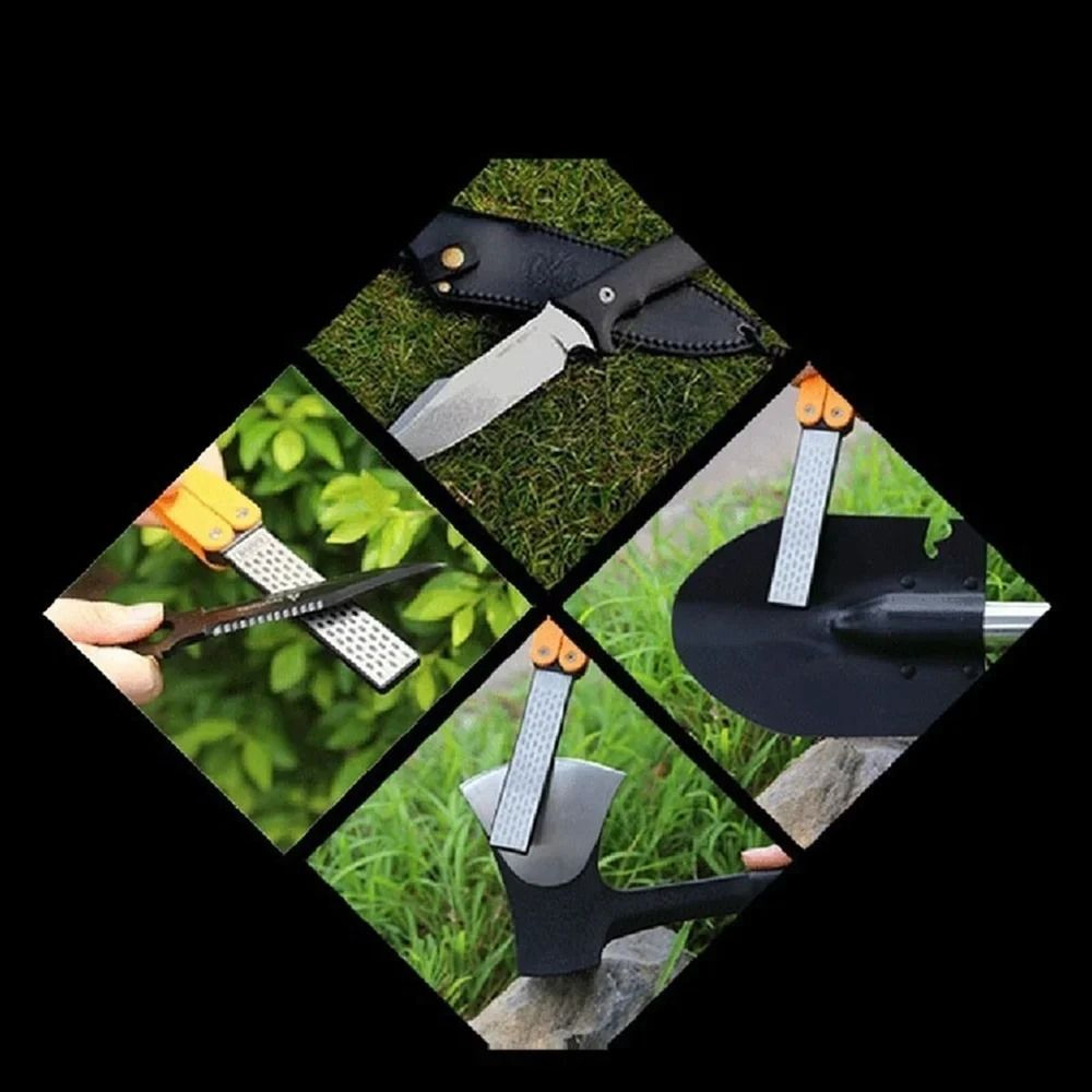 Portable Folding Pocket Knife Sharpener With Double Sided Diamond Stone 1