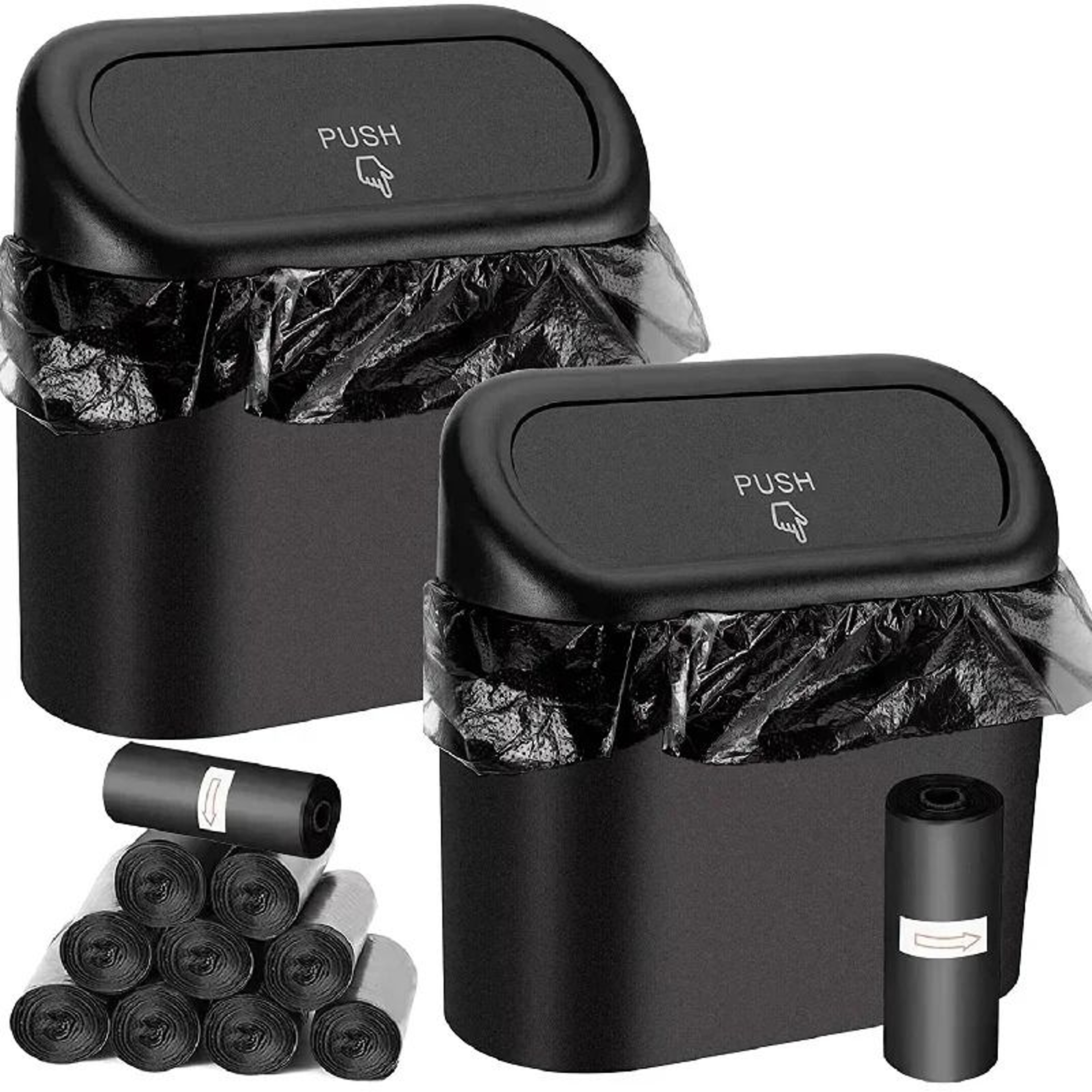 Leak Proof Mini Car Trash Can With Lid And Garbage Bags 0