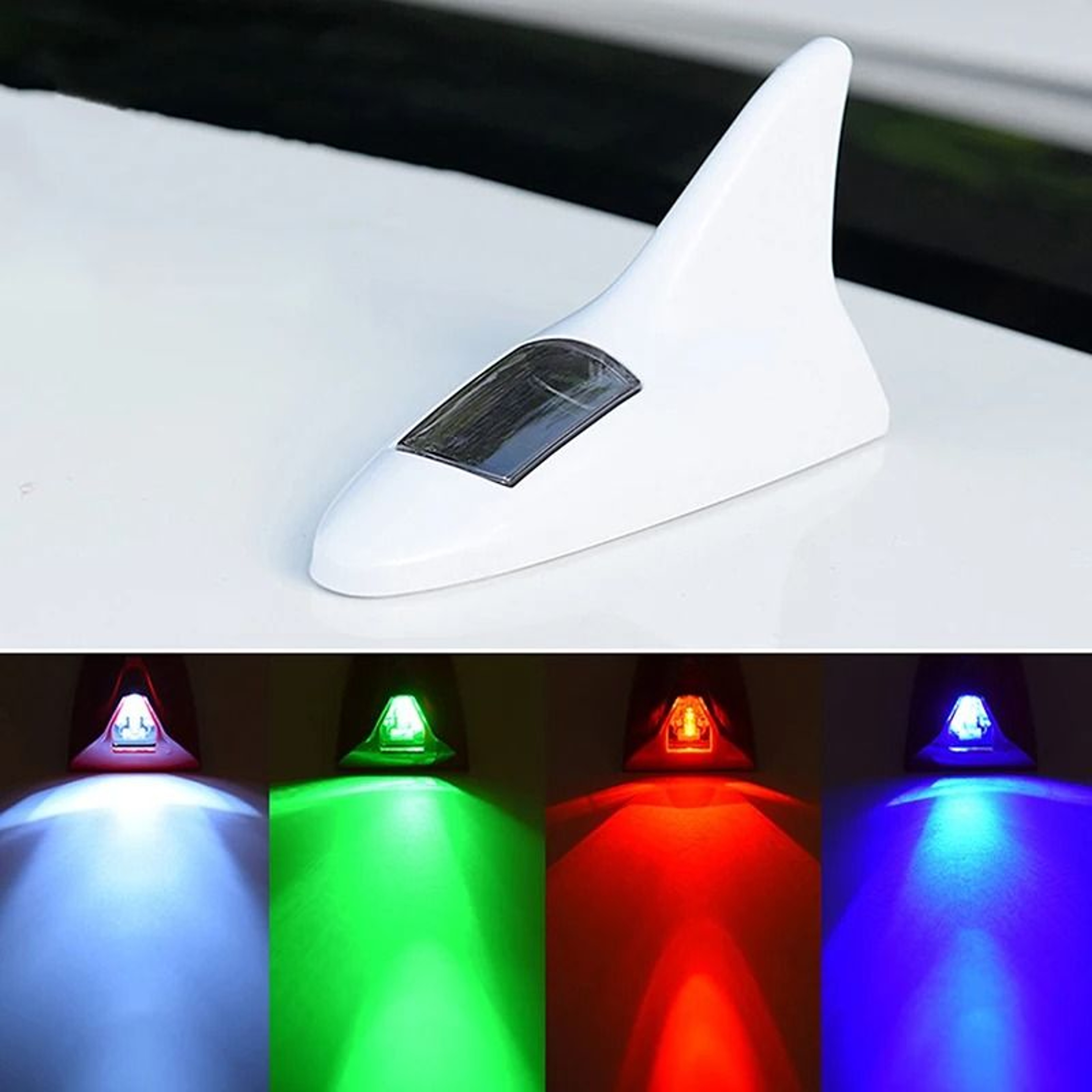 Solar Powered LED Shark Fin Car Antenna Safety Warning Light 4