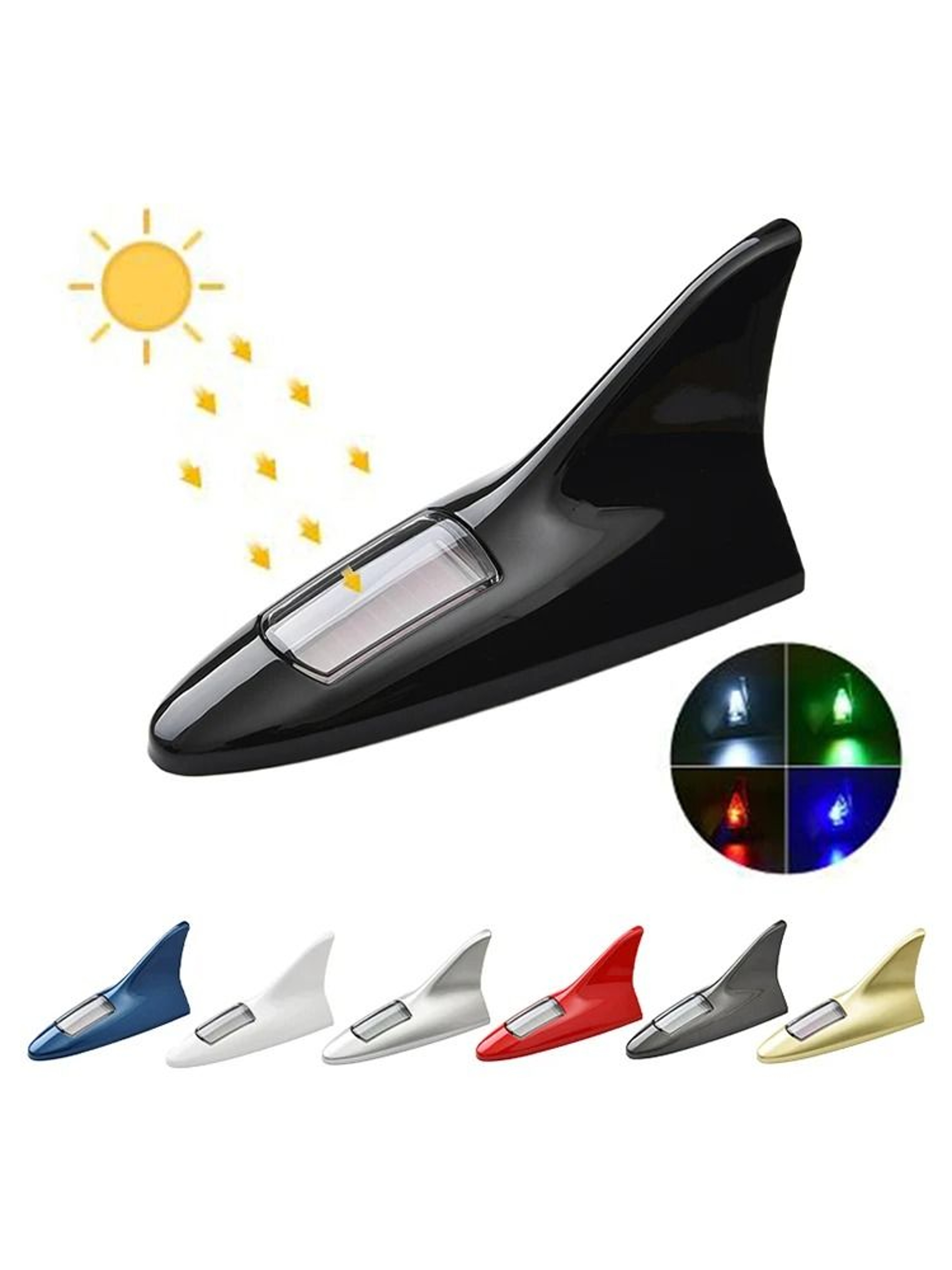 Solar Powered LED Shark Fin Car Antenna Safety Warning Light 5