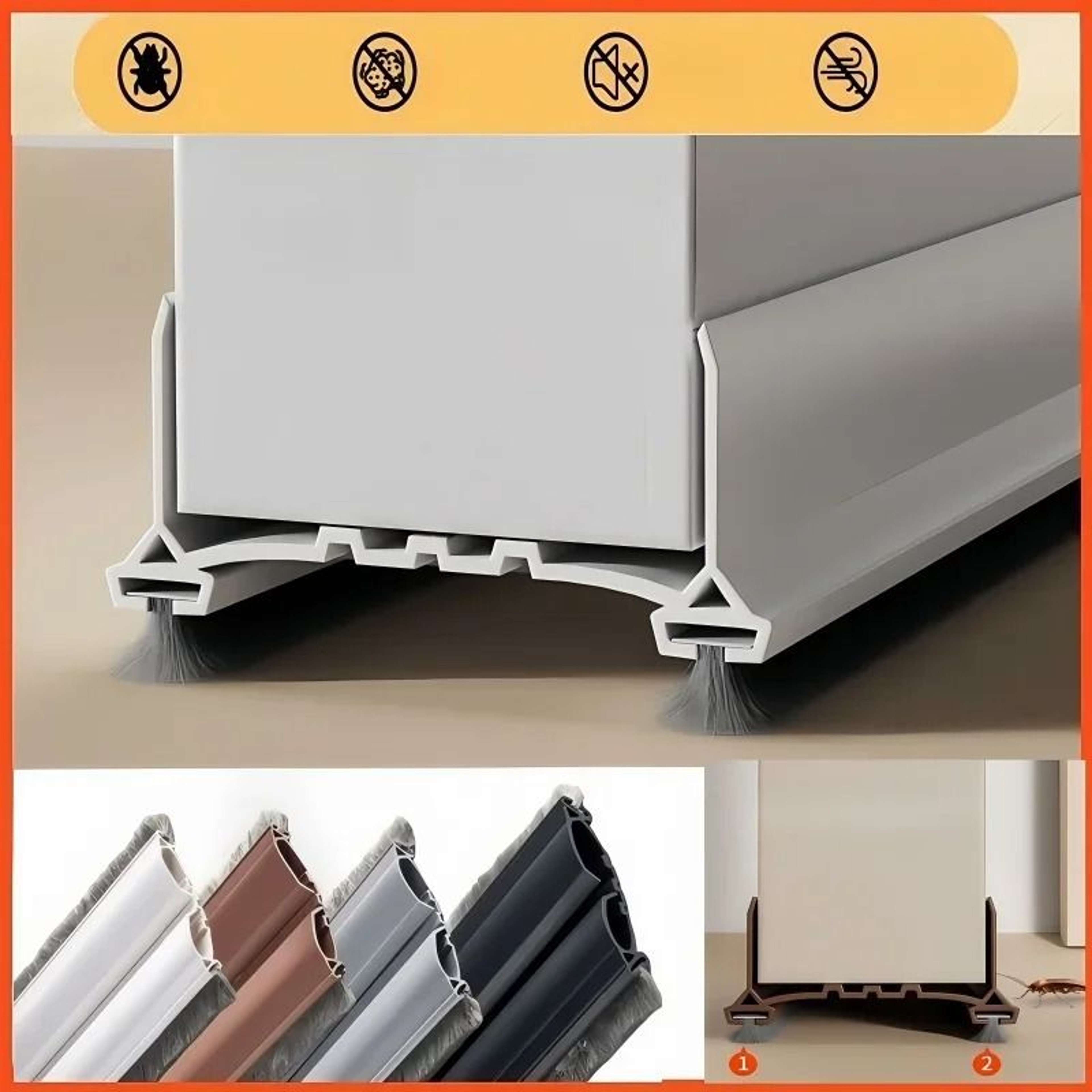 Door Bottom Seal Strip With Brush Dustproof Soundproof Draft Stopper 2