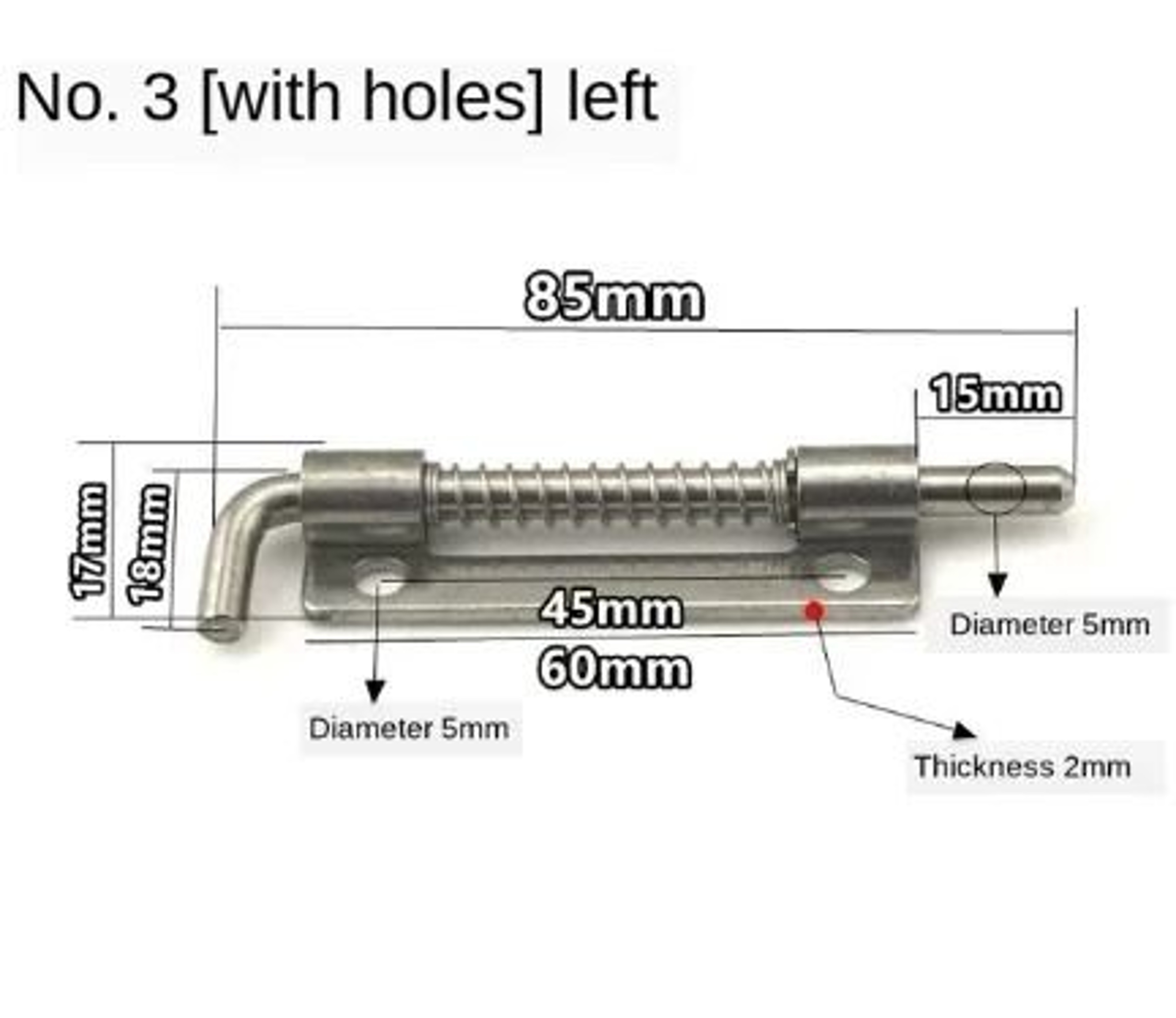 Stainless Steel Spring Loaded Barrel Bolt Door Latch 16