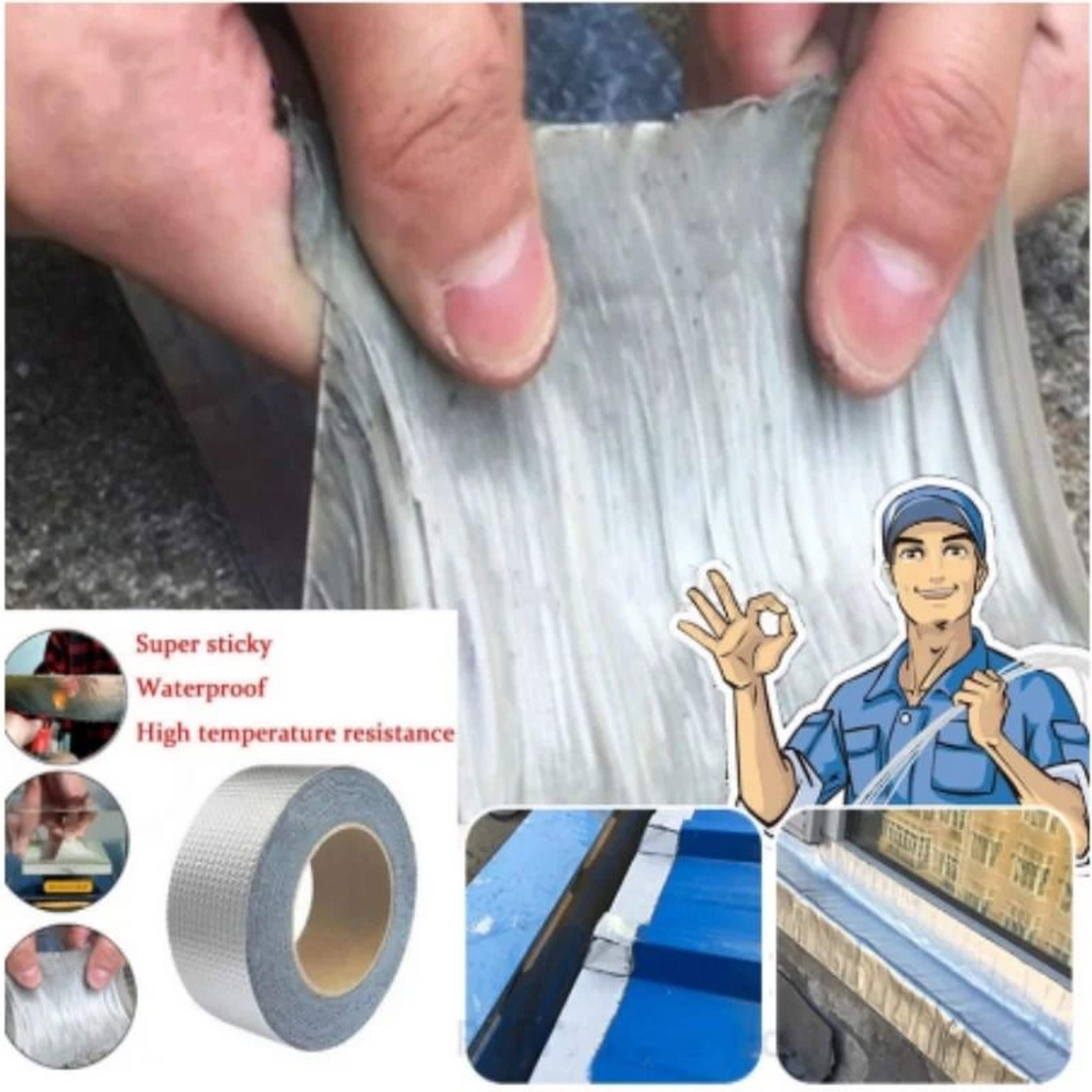 Aluminum Foil Butyl Rubber Waterproof Tape For Roof Pipe And Wall Repairs 0