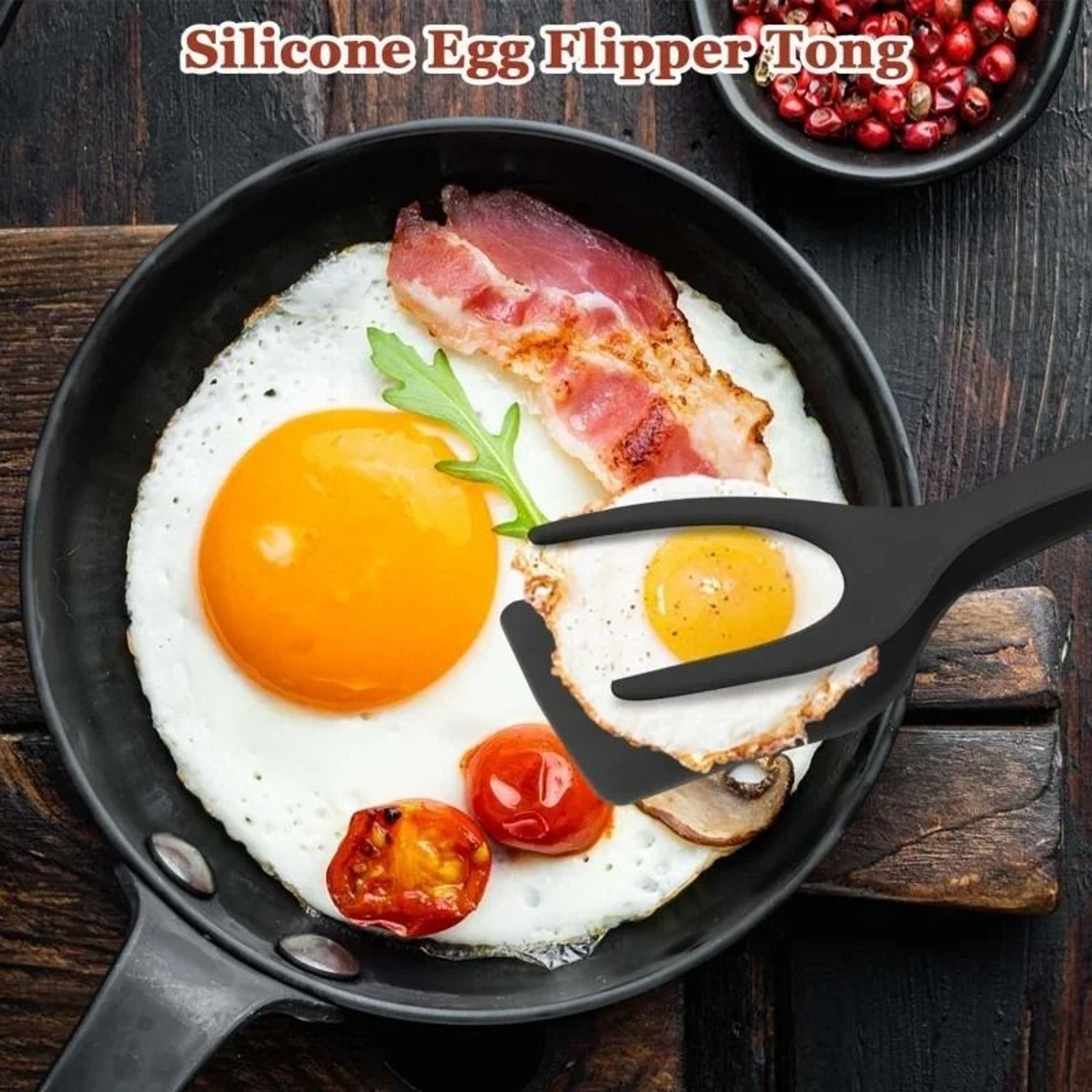 Silicone Shovel Clip Cooking Tongs Spatula Turner For Eggs Pancakes And Steak 3