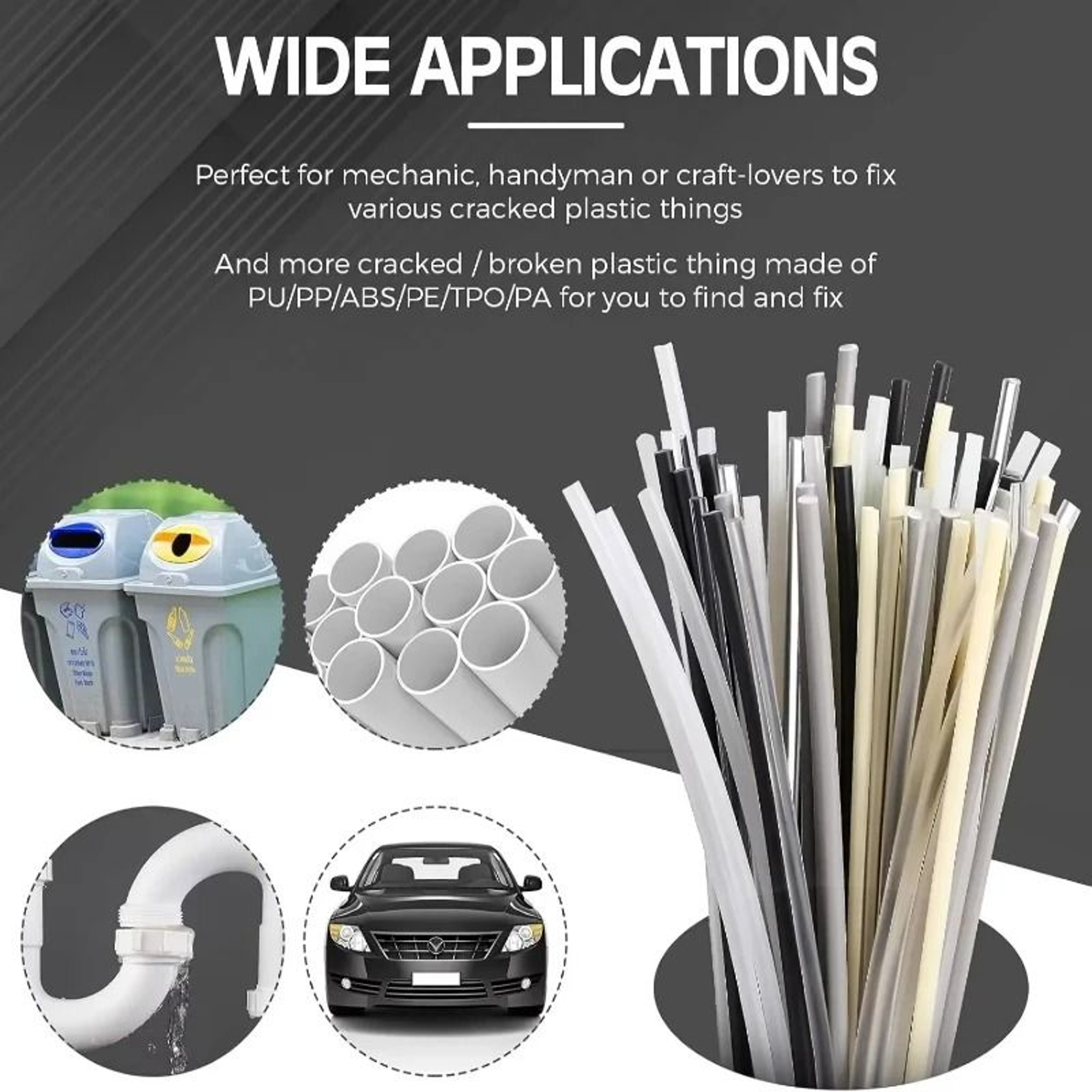 Plastic Welding Rods Set For Car Bumper Repair ABS PP PVC PE 0