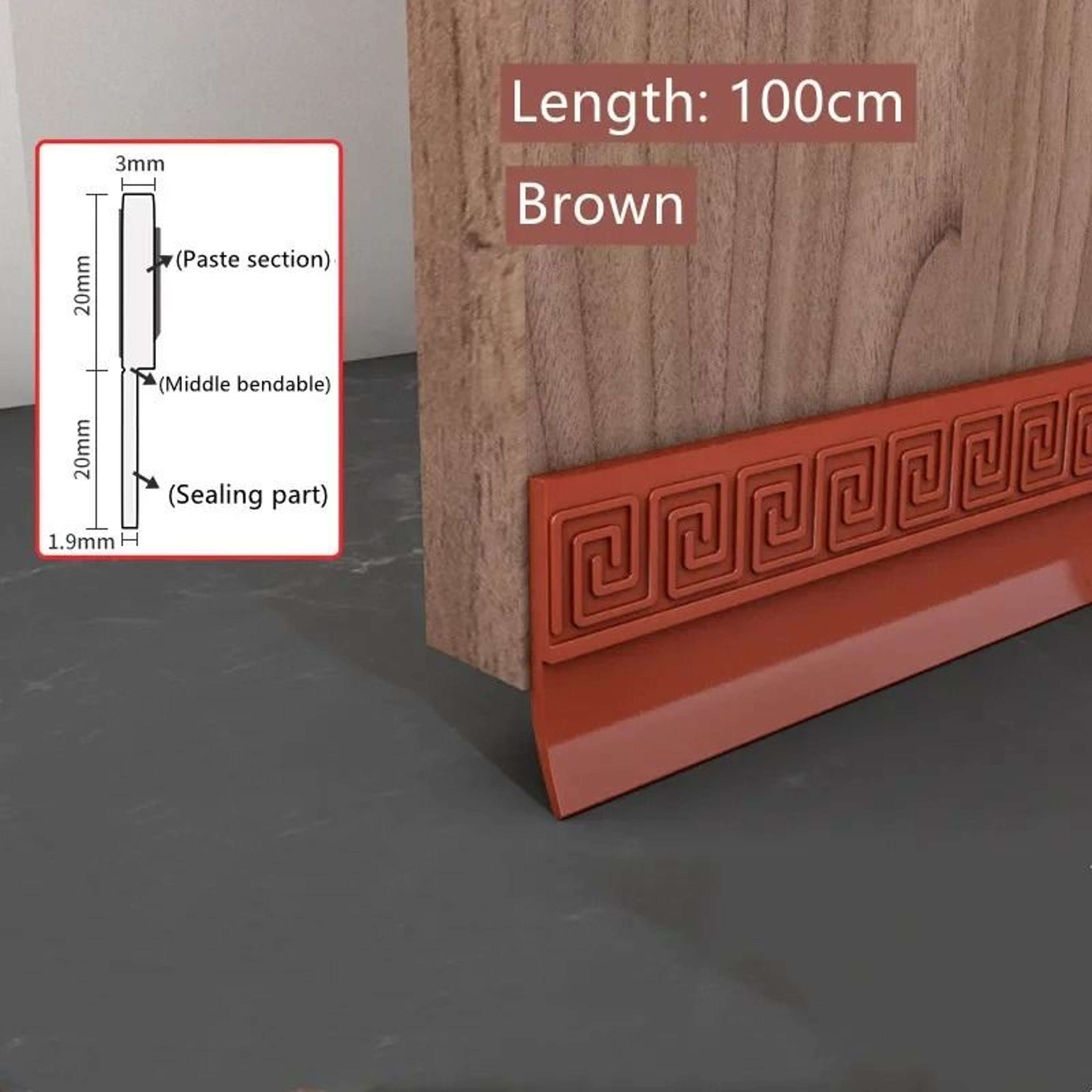 Silicone Door Bottom Seal Strip With Brush Draft Stopper 7