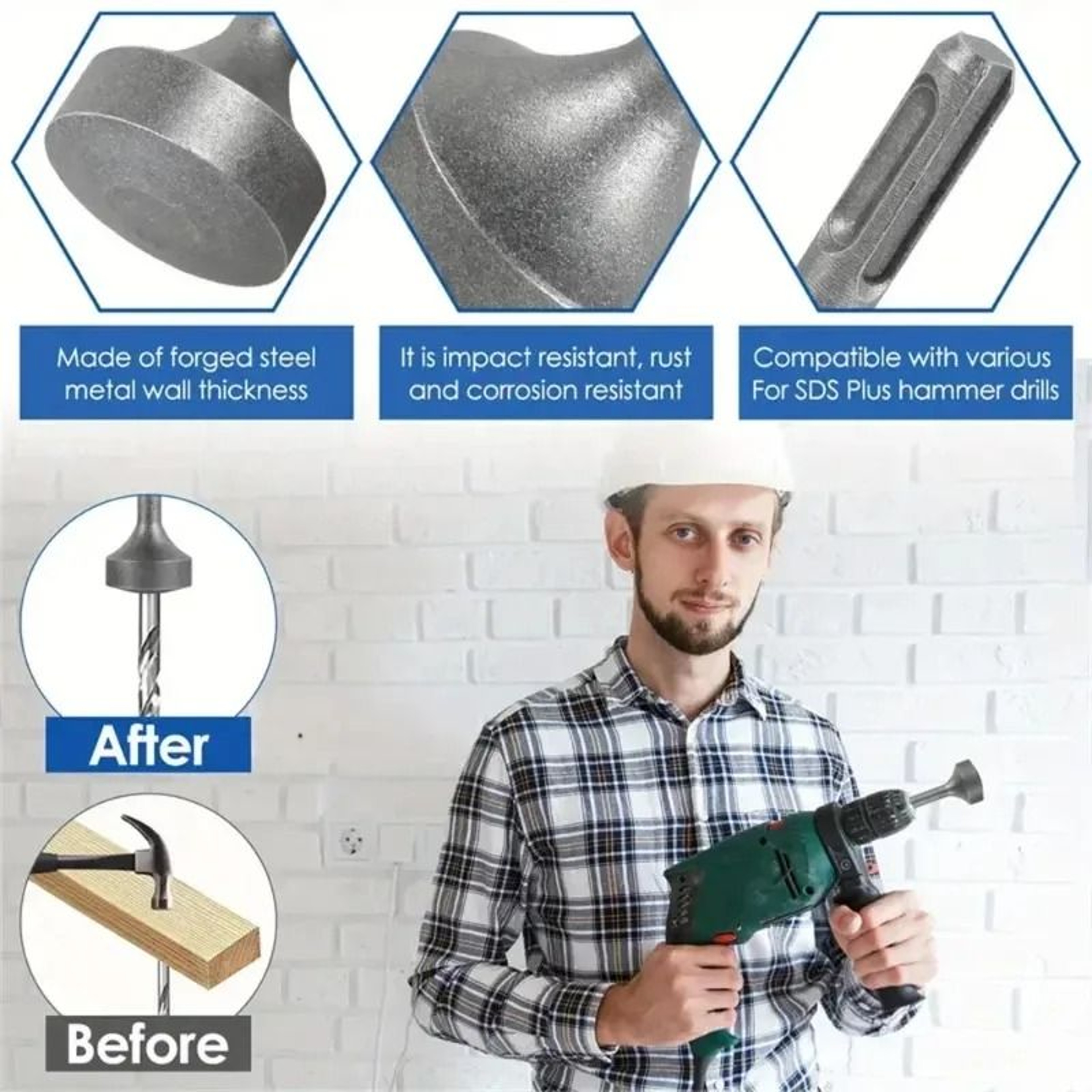 Heavy Duty Ground Rod Driver Bit For Rotary Hammer Drill 3