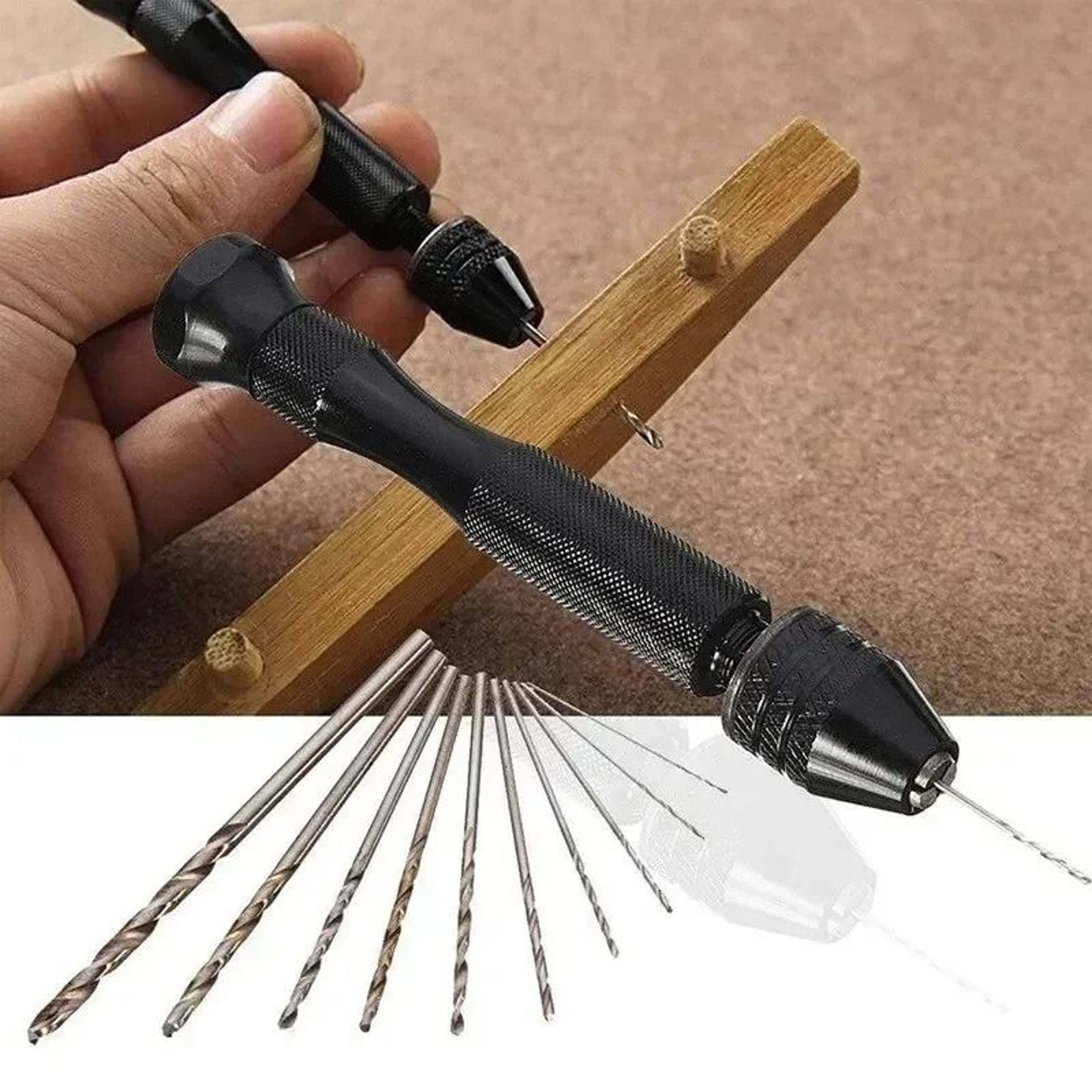 Mini Hand Twist Drill Set With Chuck For Wood And DIY Craft Drilling 0