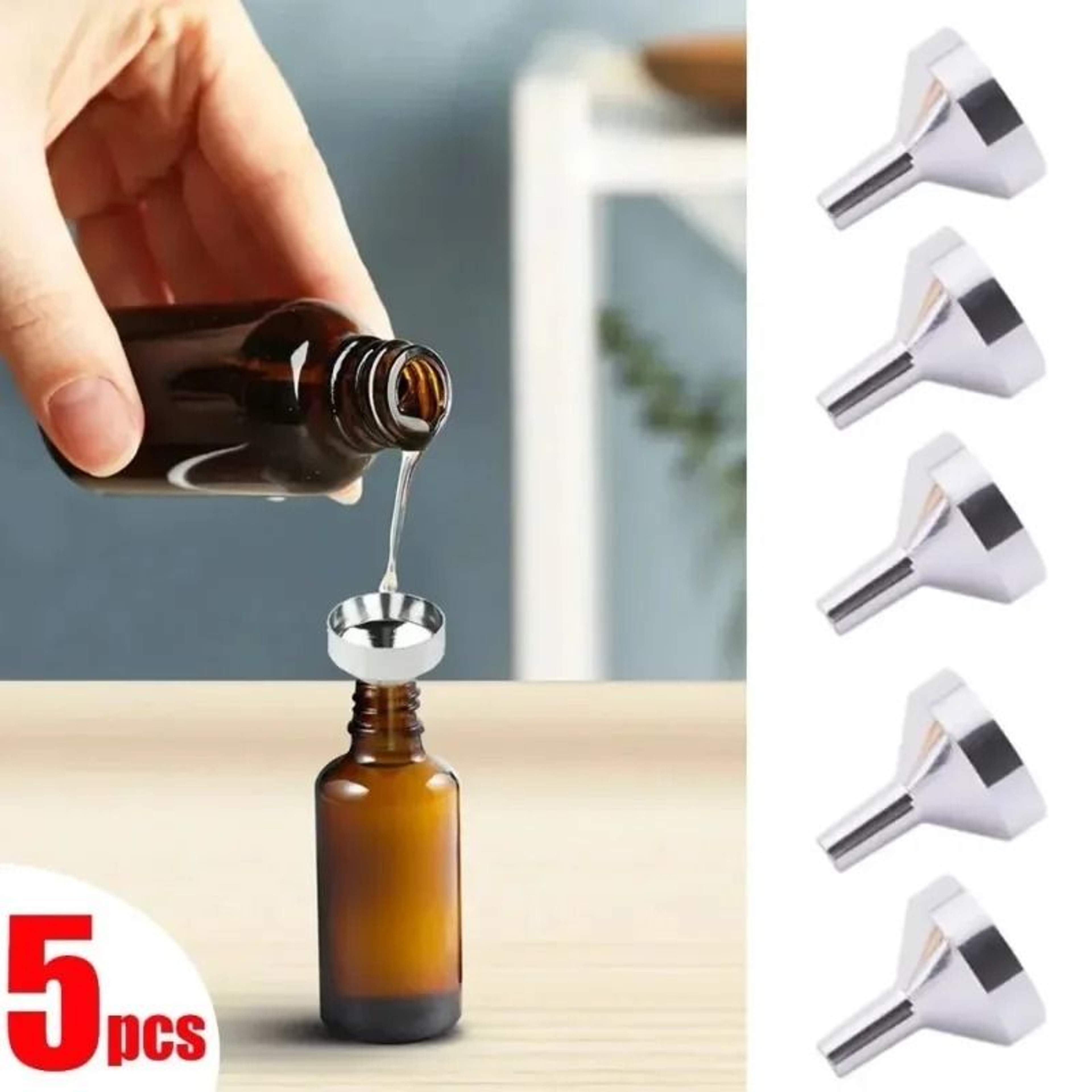 Stainless Steel Mini Funnel Set With Detachable Filter For Kitchen Use 0
