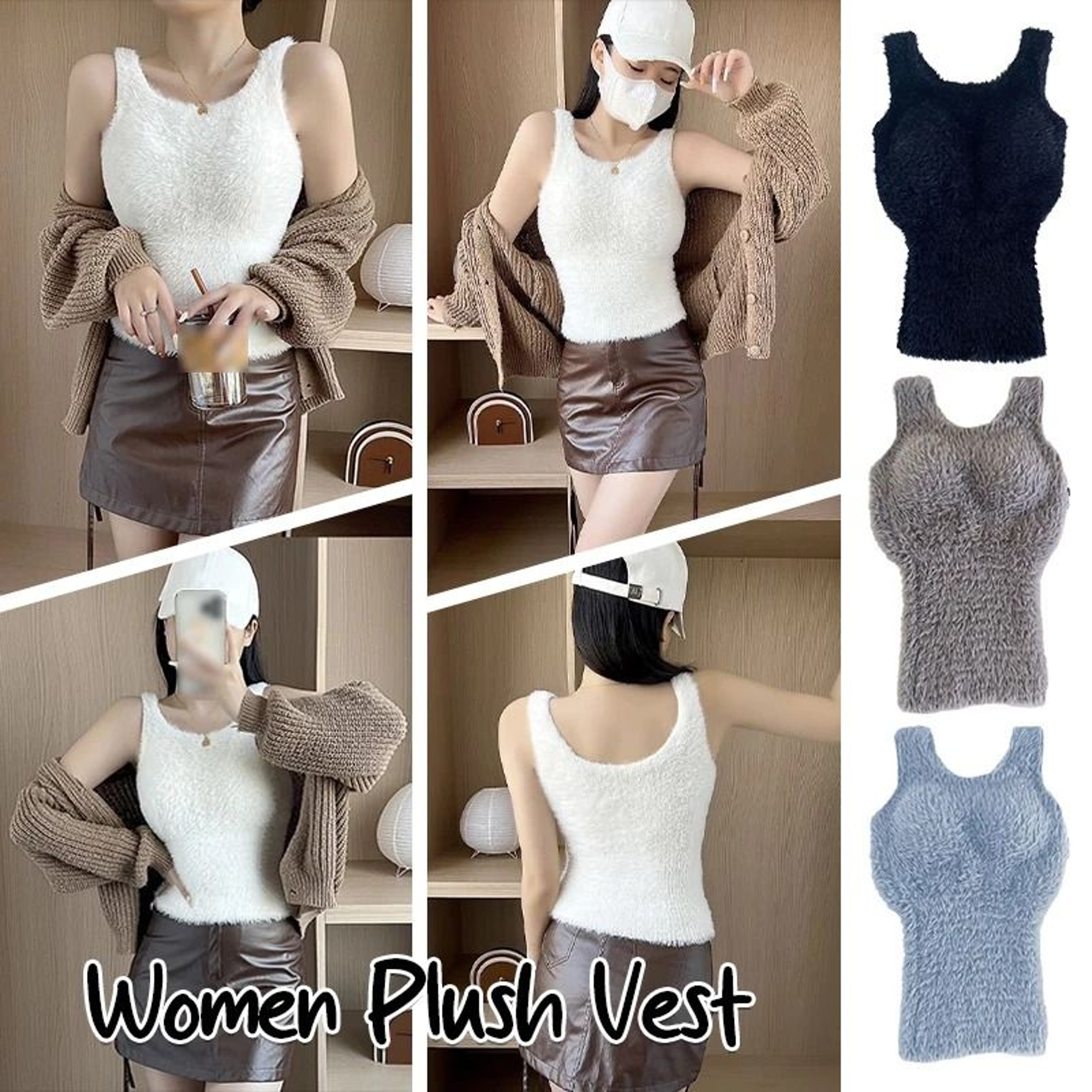 Plush Warm Fleece Camisole Bra Top For Women 3