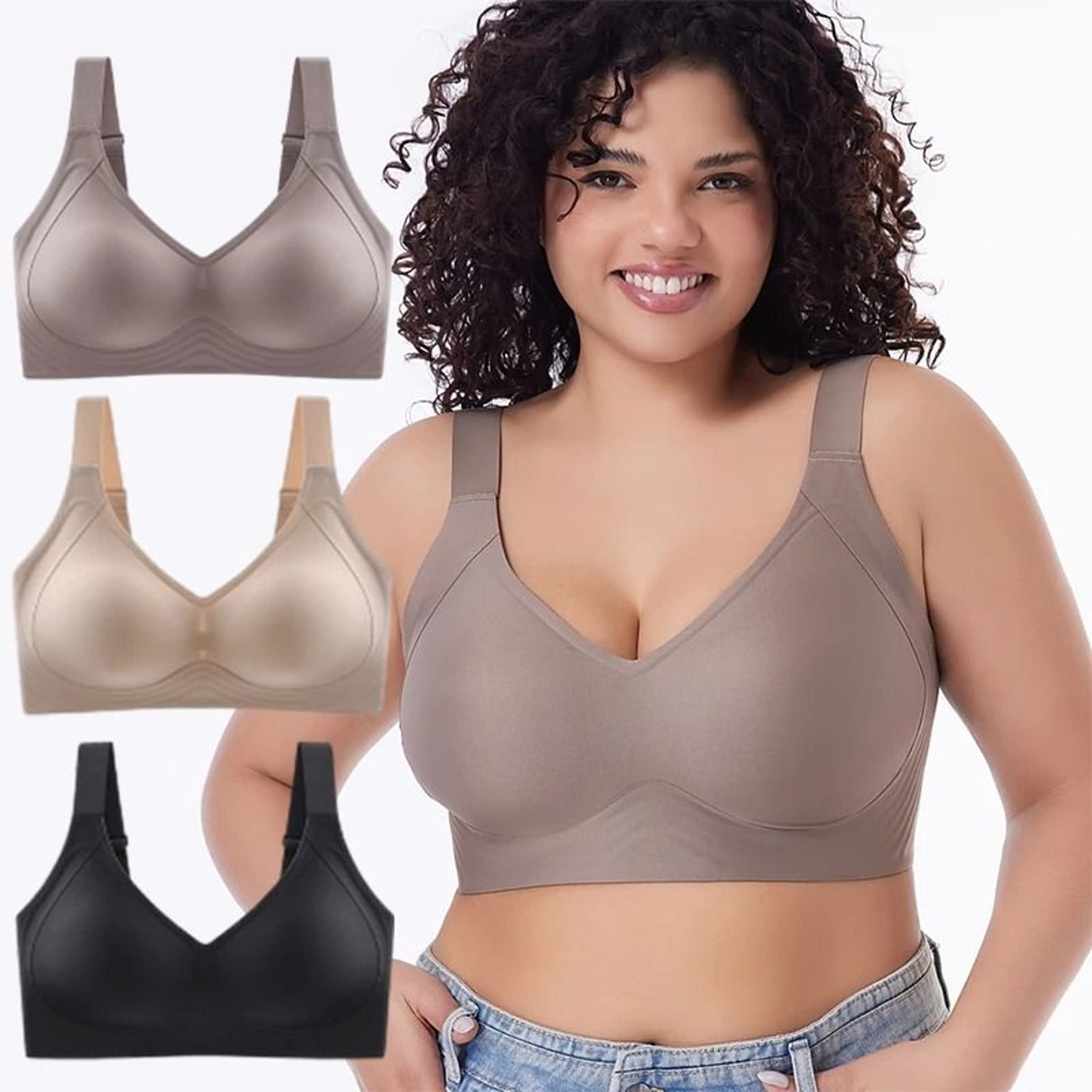 Seamless Wireless Push Up Bra Set For Women Large Size 0