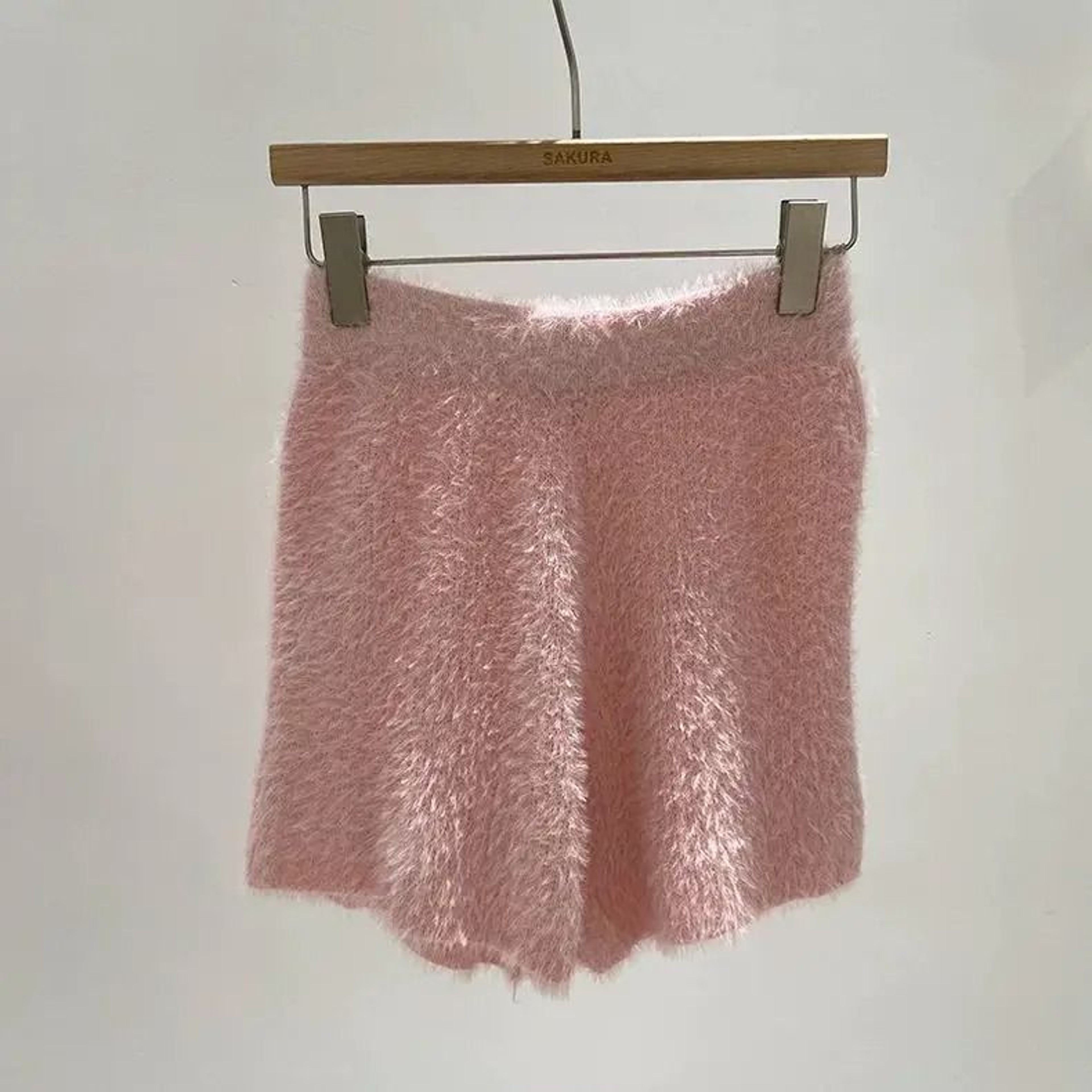 Womens Autumn Winter Faux Mink Knit Shorts Soft High Waist Elastic Homewear 6