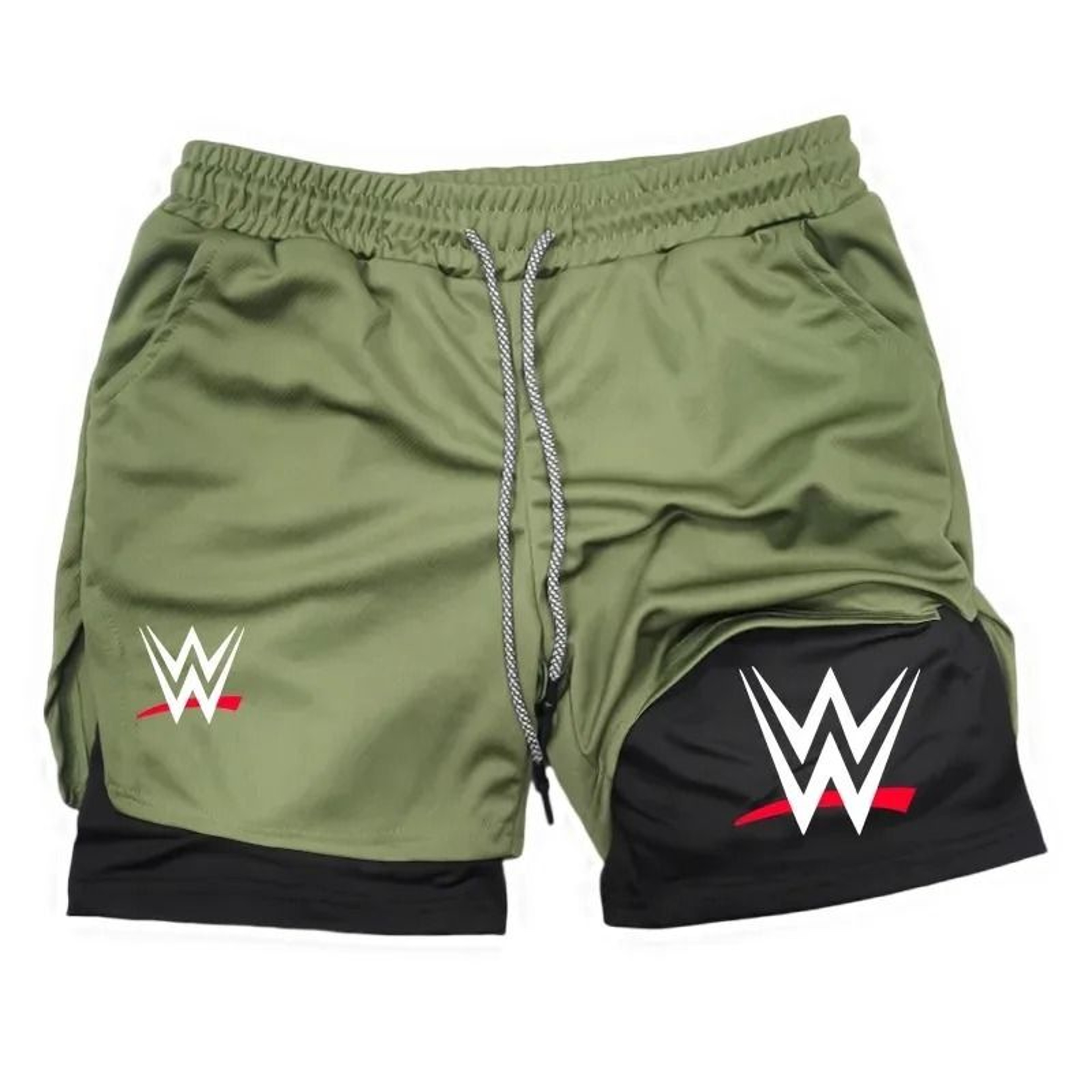 Mens Two In One Performance Running Shorts With Phone Pocket And Towel Ring 2