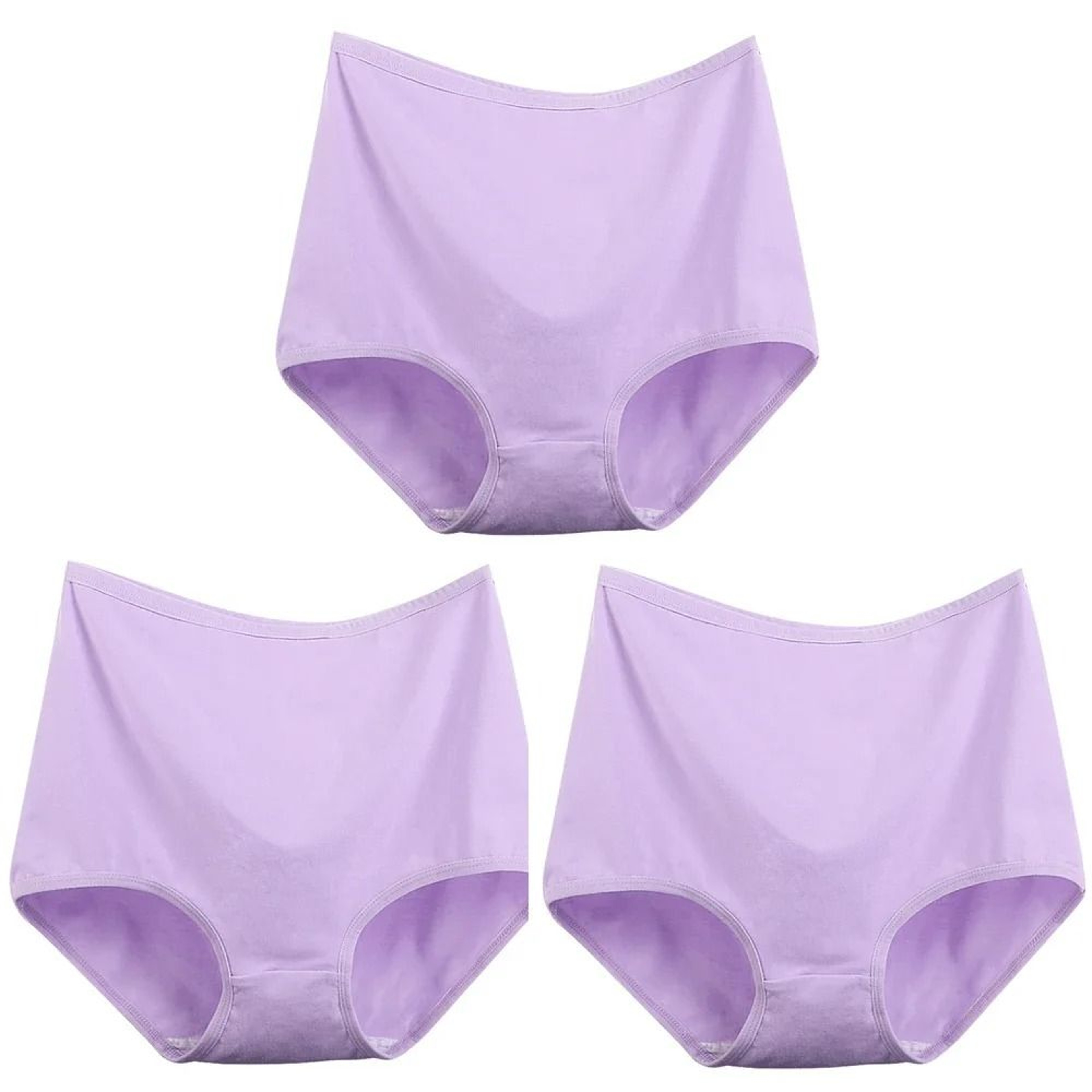 Womens Plus Size Cotton High Waist Briefs Breathable Comfort Underwear Three Piece Set 10