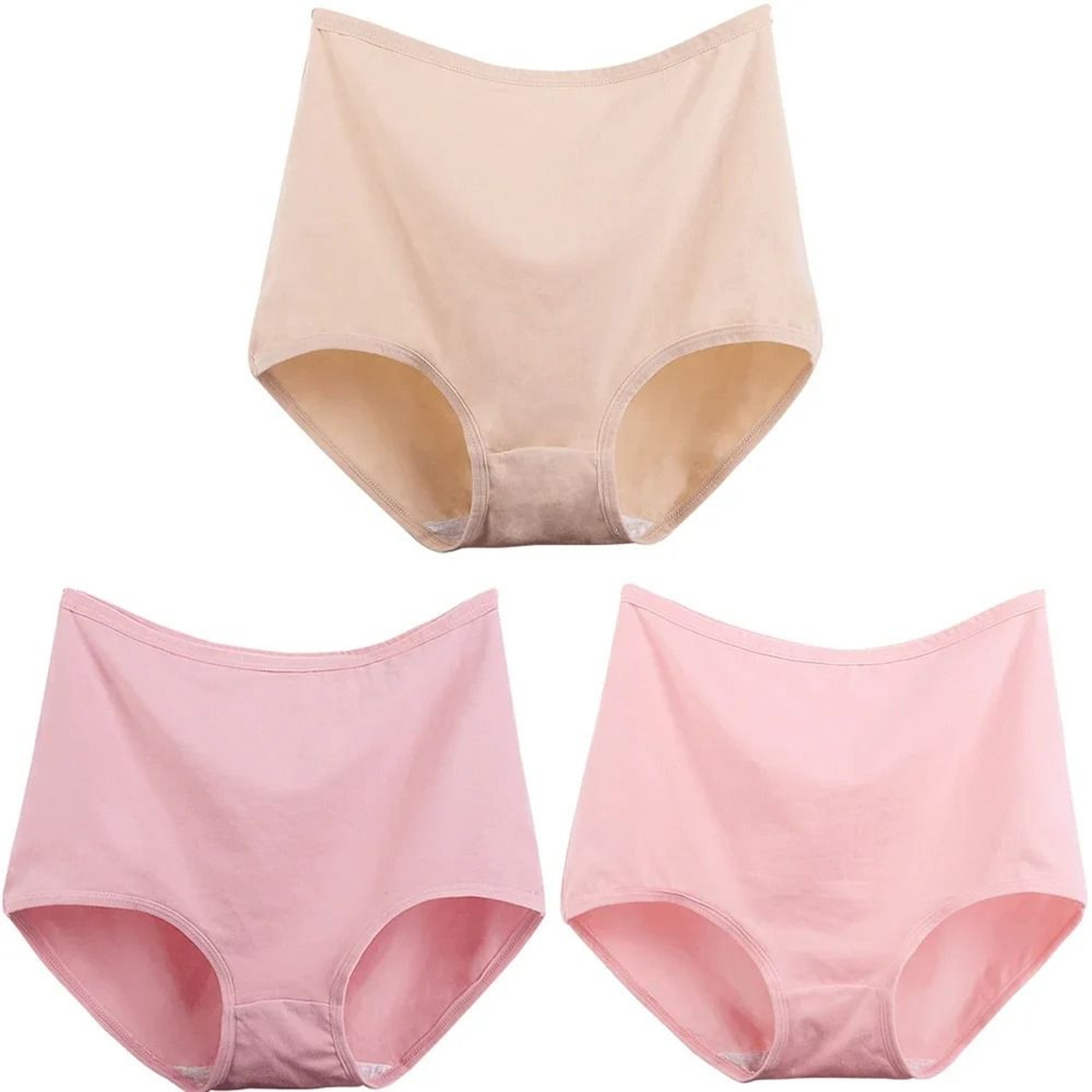 Womens Plus Size Cotton High Waist Briefs Breathable Comfort Underwear Three Piece Set 17