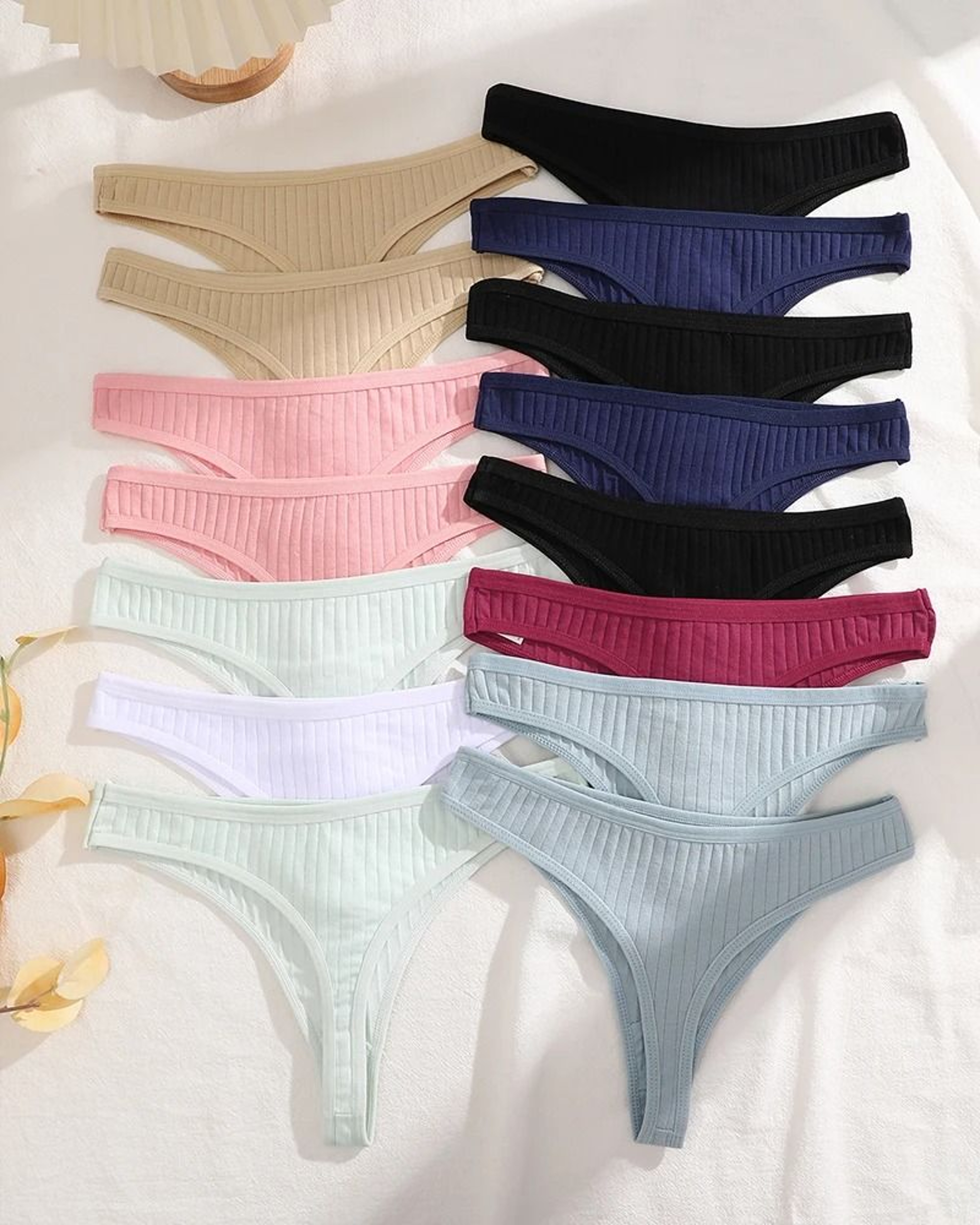 Womens Cotton Thong And Brief Underwear Set Breathable Soft Everyday Lingerie Fifteen Piece Set 7