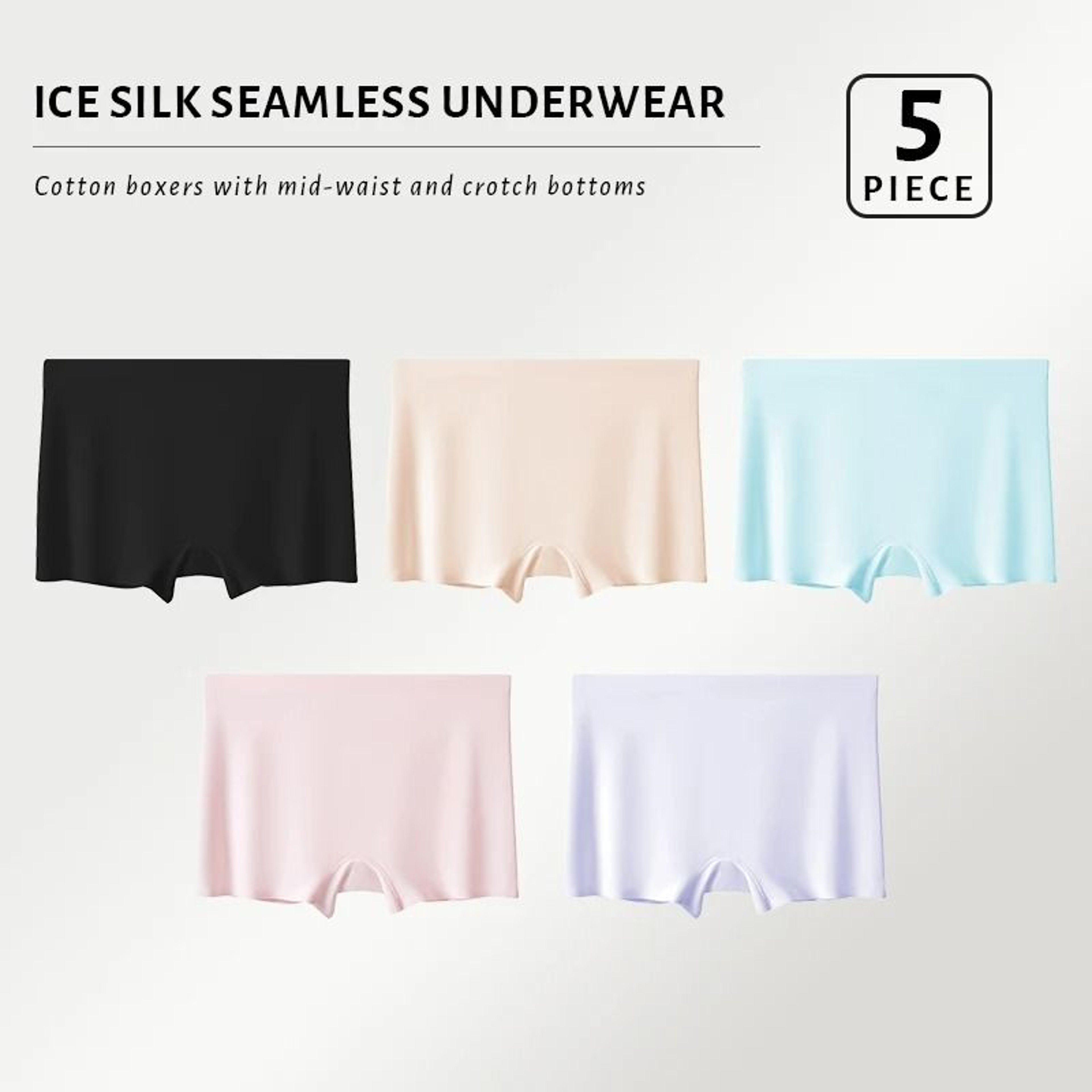 FallSweet Womens Seamless Boyshort Panties Breathable Satin Underwear Five Piece Set 6