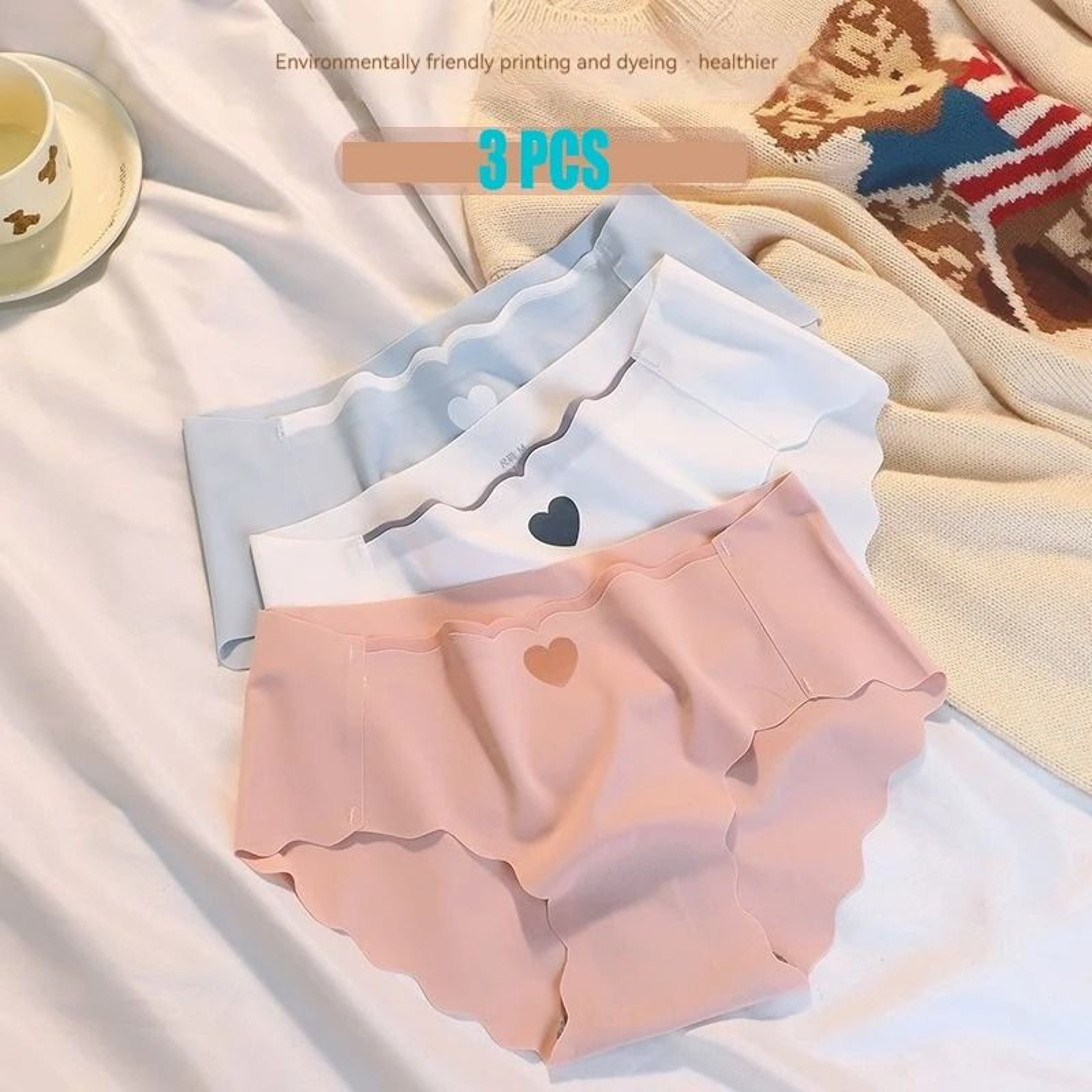6 Piece Seamless Ice Silk Cotton Underwear Set For Women Breathable Mid Rise Comfort Briefs 10