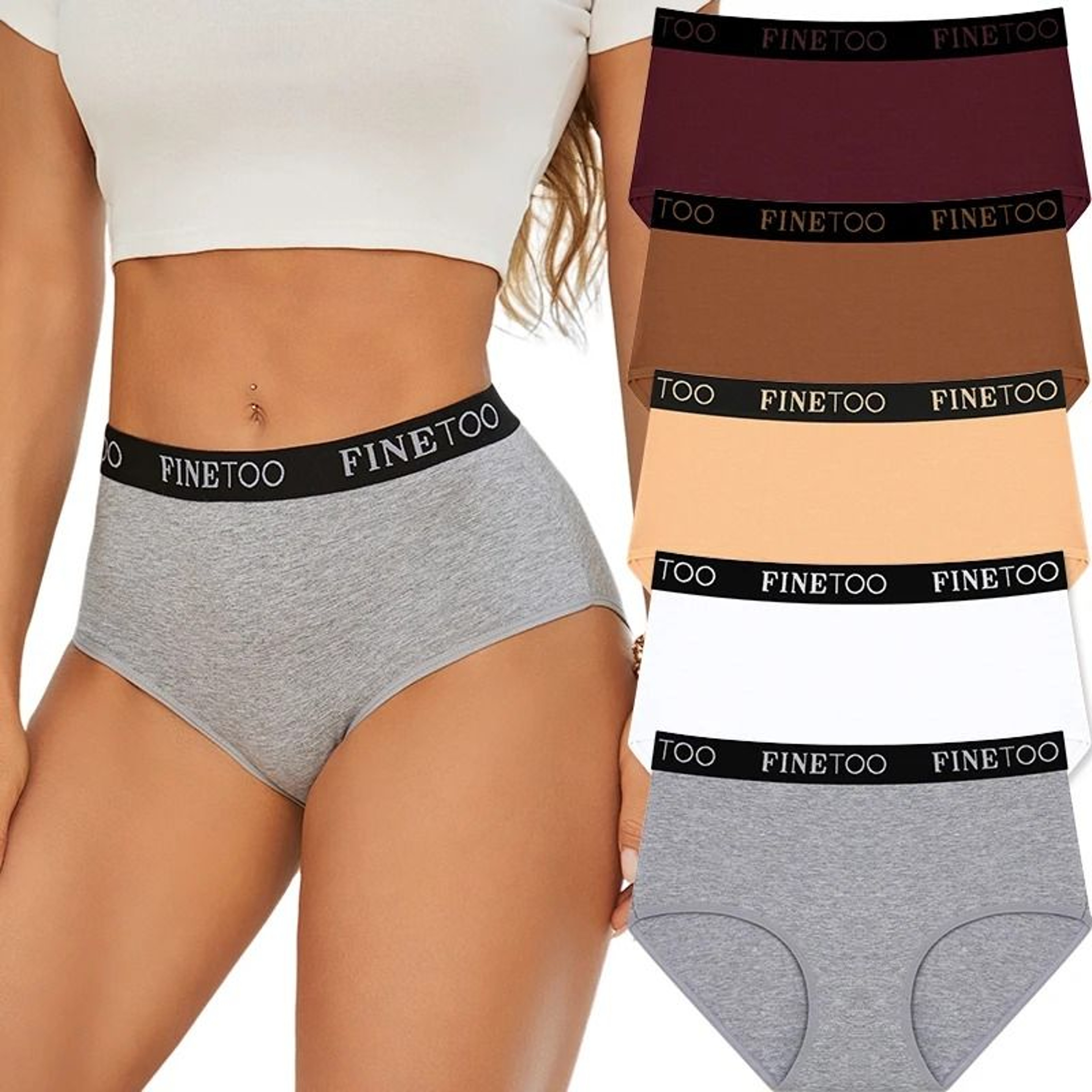 5 Piece Seamless Cotton High Waist Briefs For Women Breathable Stretch Comfort Underwear Set 9