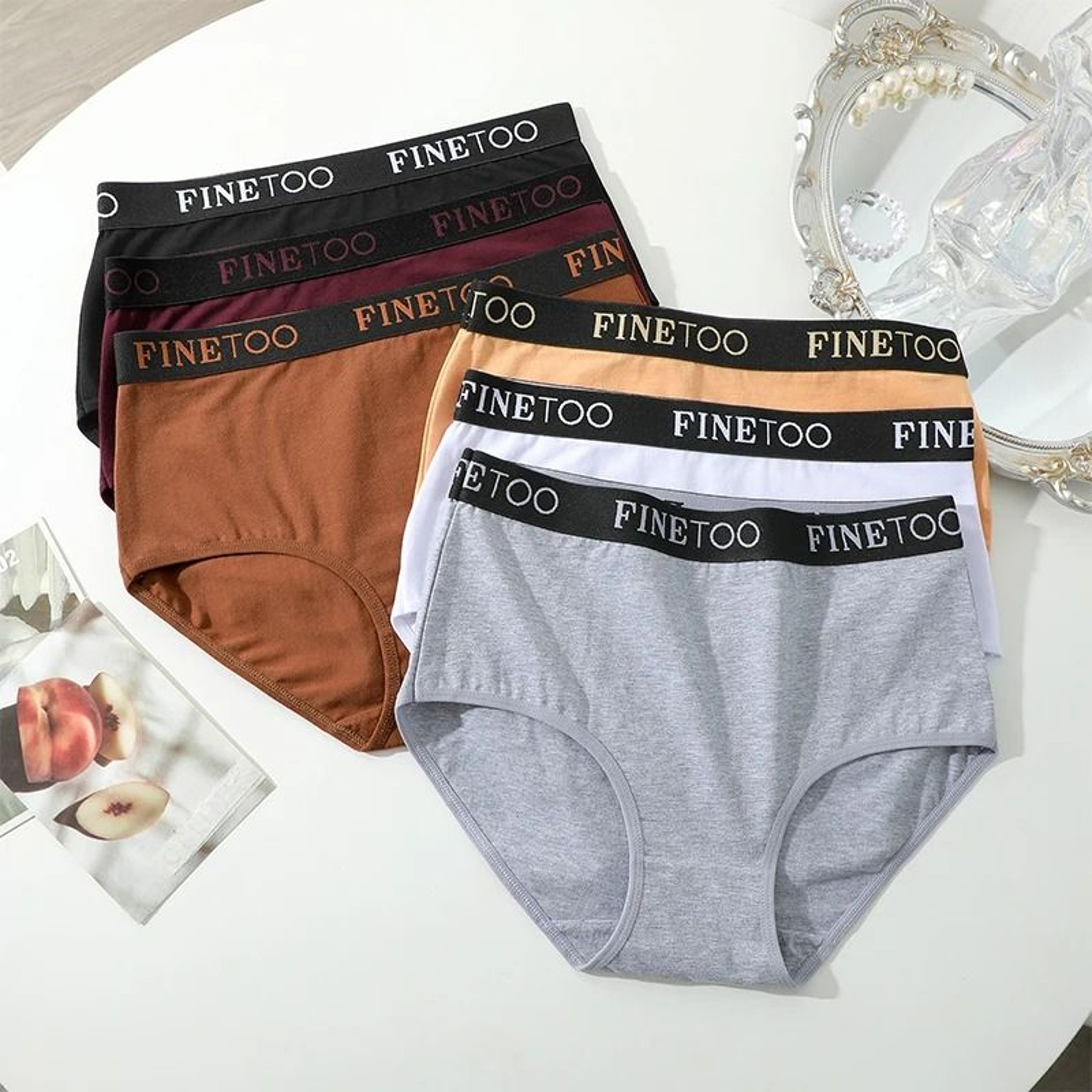 5 Piece Seamless Cotton High Waist Briefs For Women Breathable Stretch Comfort Underwear Set 4