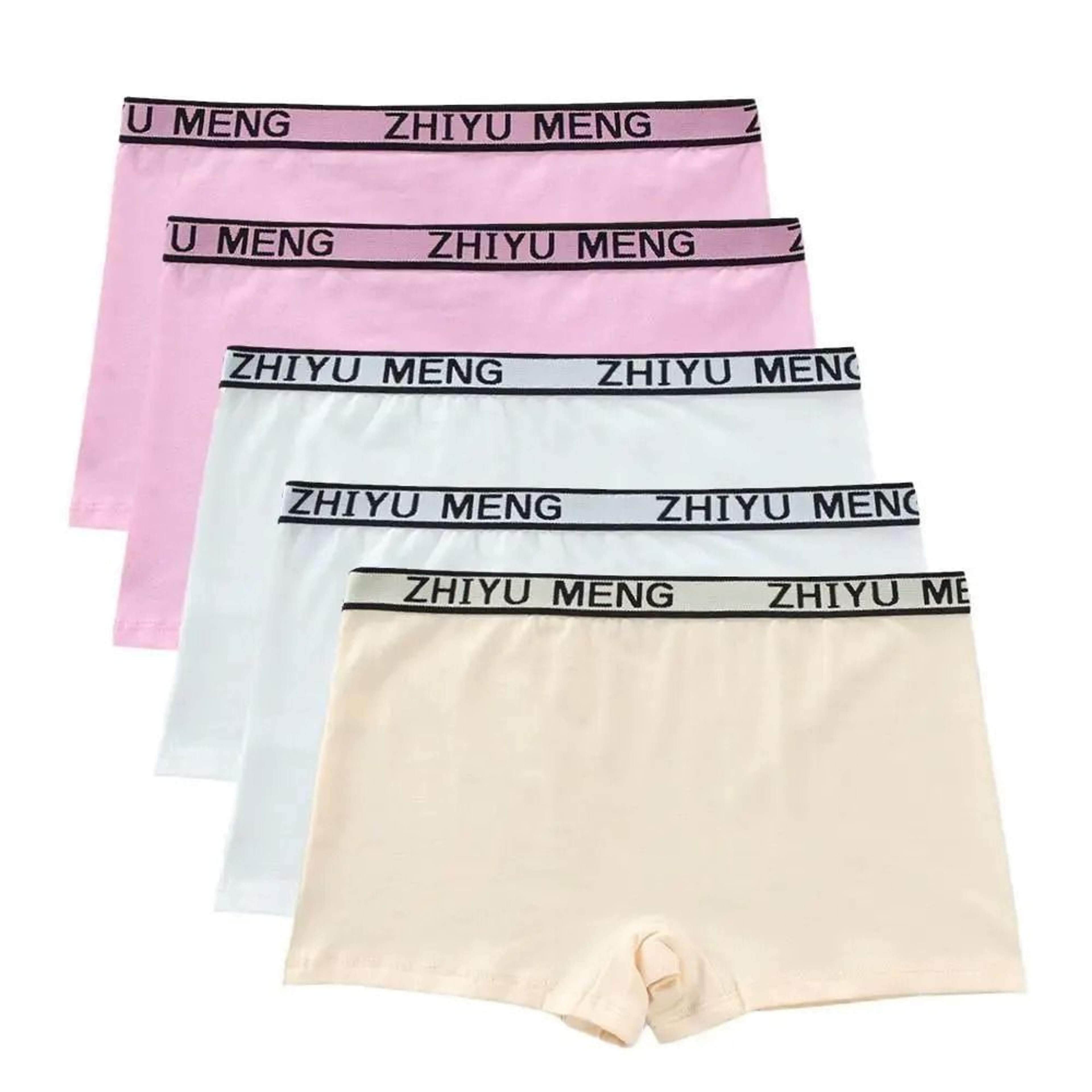 5 Piece Girls Cotton Mid Waist Boxer Briefs Soft Stretch Everyday Underwear Set 26