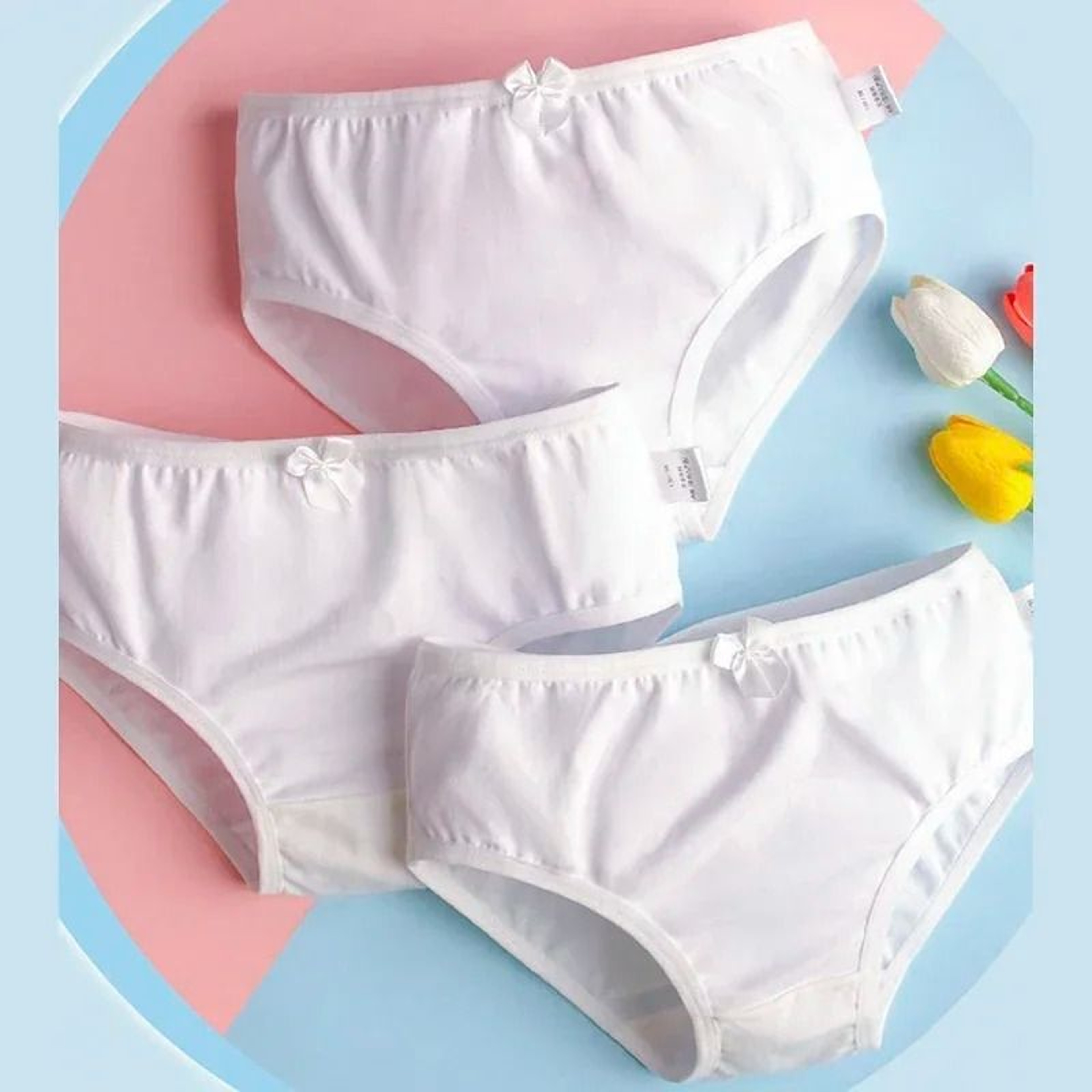 Kids Cotton White Brief Panty Set For Girls Soft Breathable Everyday Underwear 1