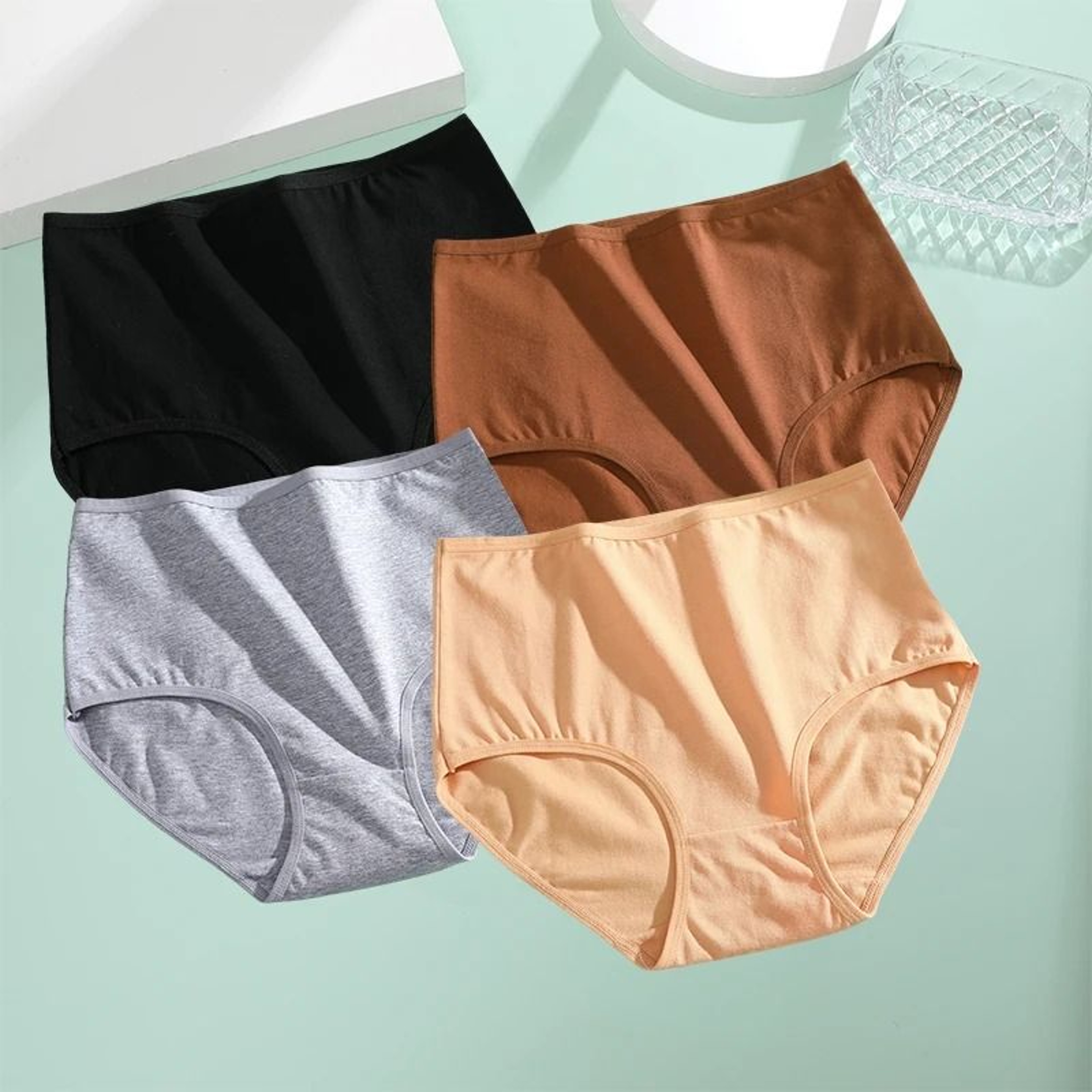 FINETOO High Waist Cotton Seamless Panties For Women Breathable Soft Comfort Underwear 4 Piece Set 9