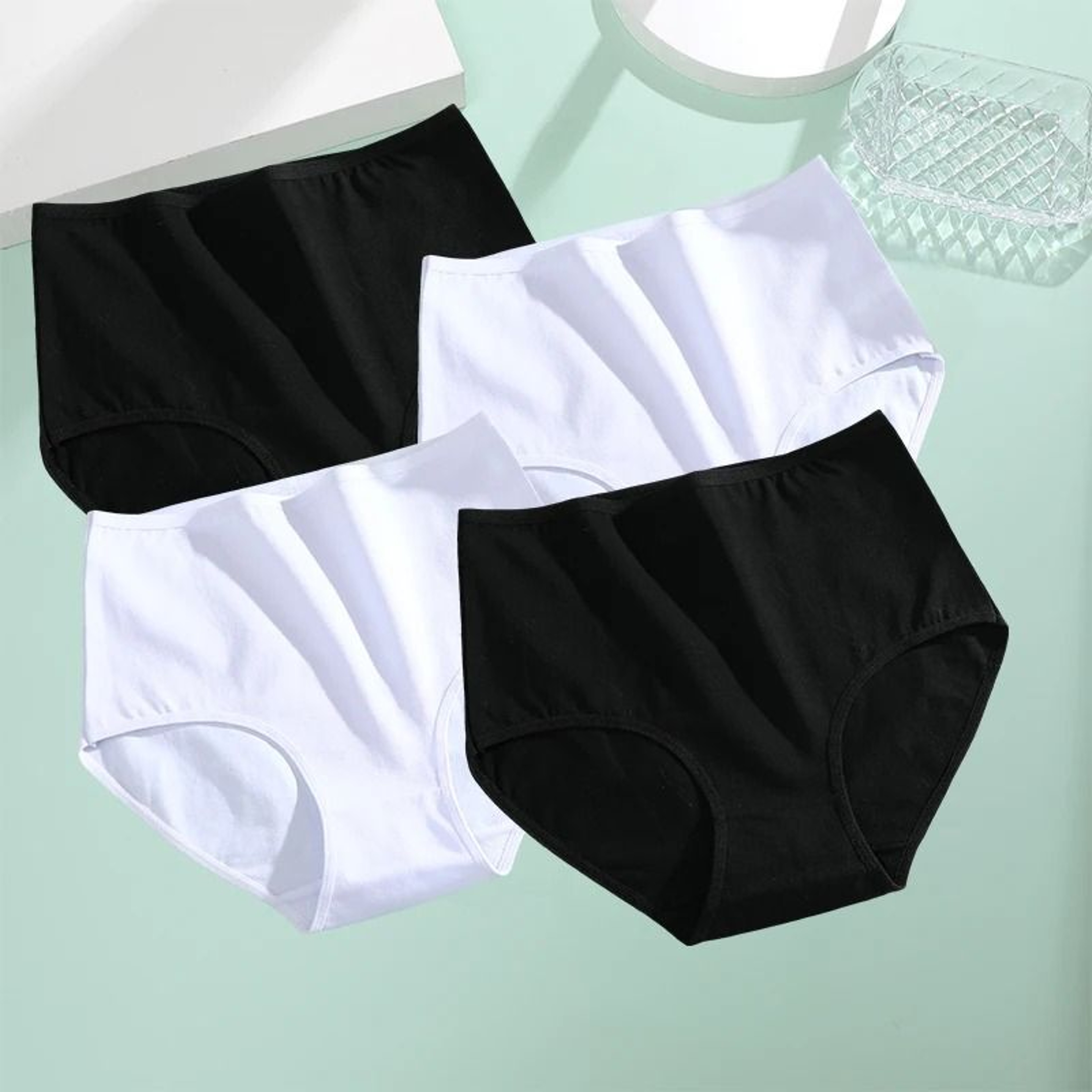 FINETOO High Waist Cotton Seamless Panties For Women Breathable Soft Comfort Underwear 4 Piece Set 11