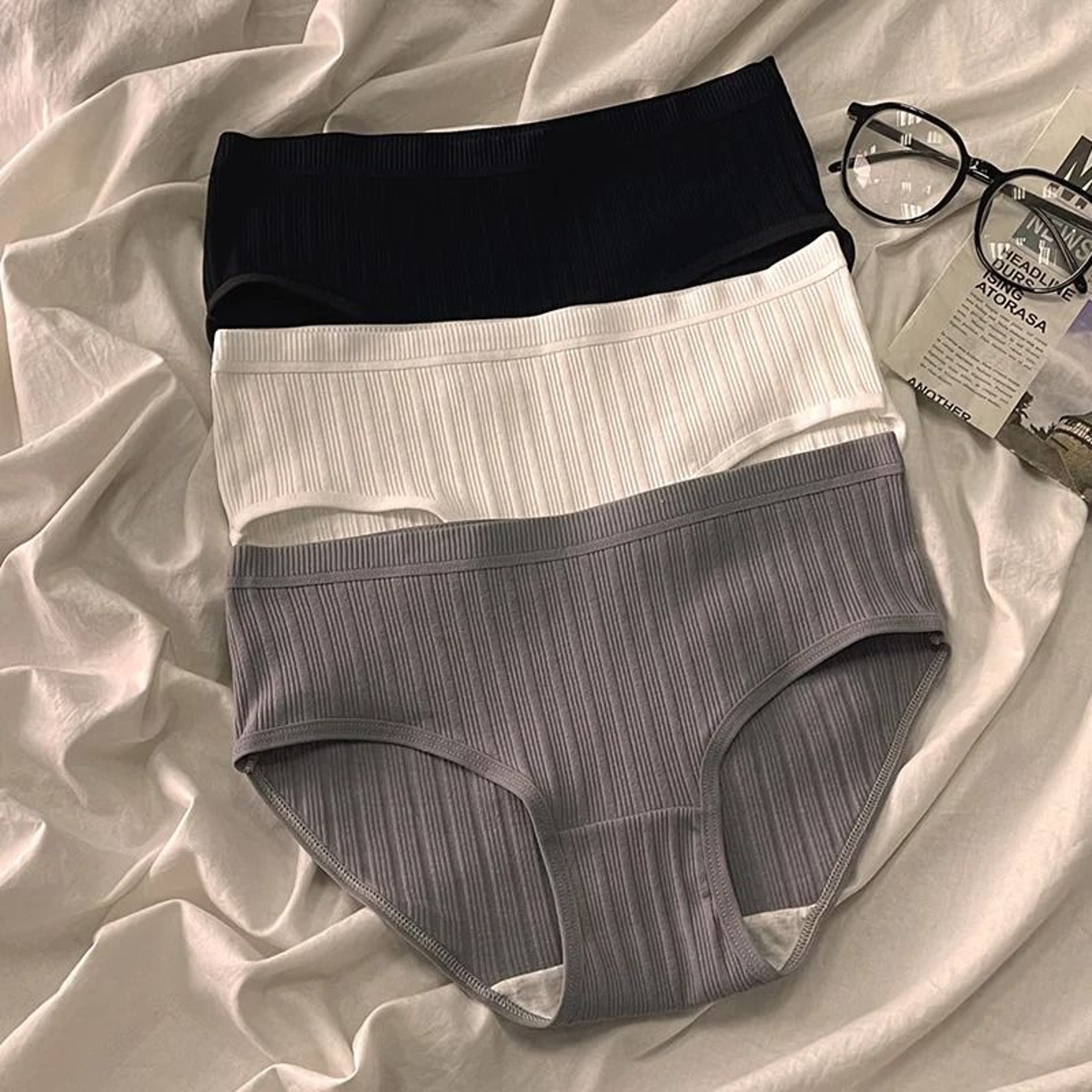 Soft Cotton Brief Panties For Women Breathable Comfortable Everyday Underwear 3 Piece Set 6