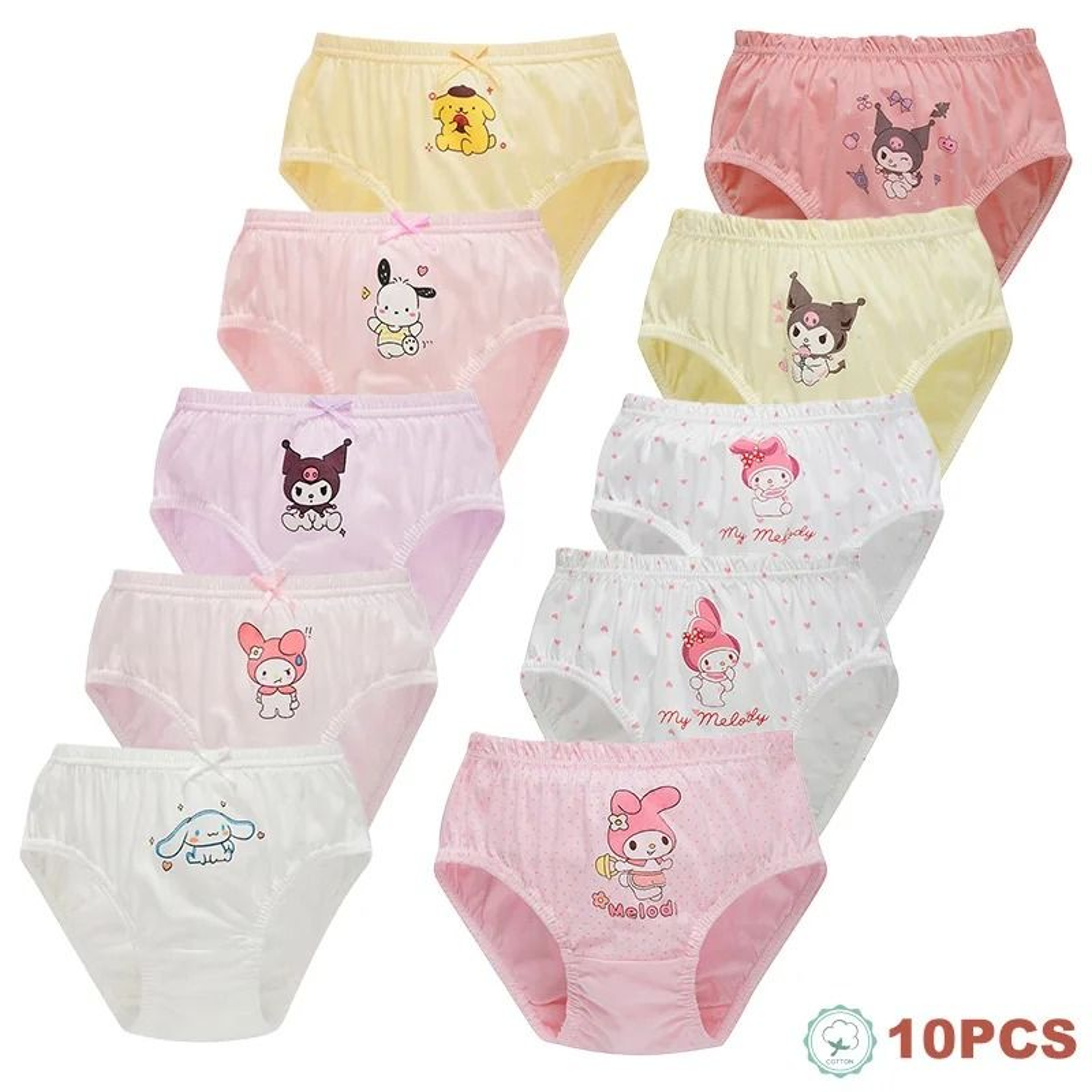 Cute Cartoon Cotton Girls Panties Soft Breathable Triangle Underwear For Kids 5 Or 10 Piece Set 0