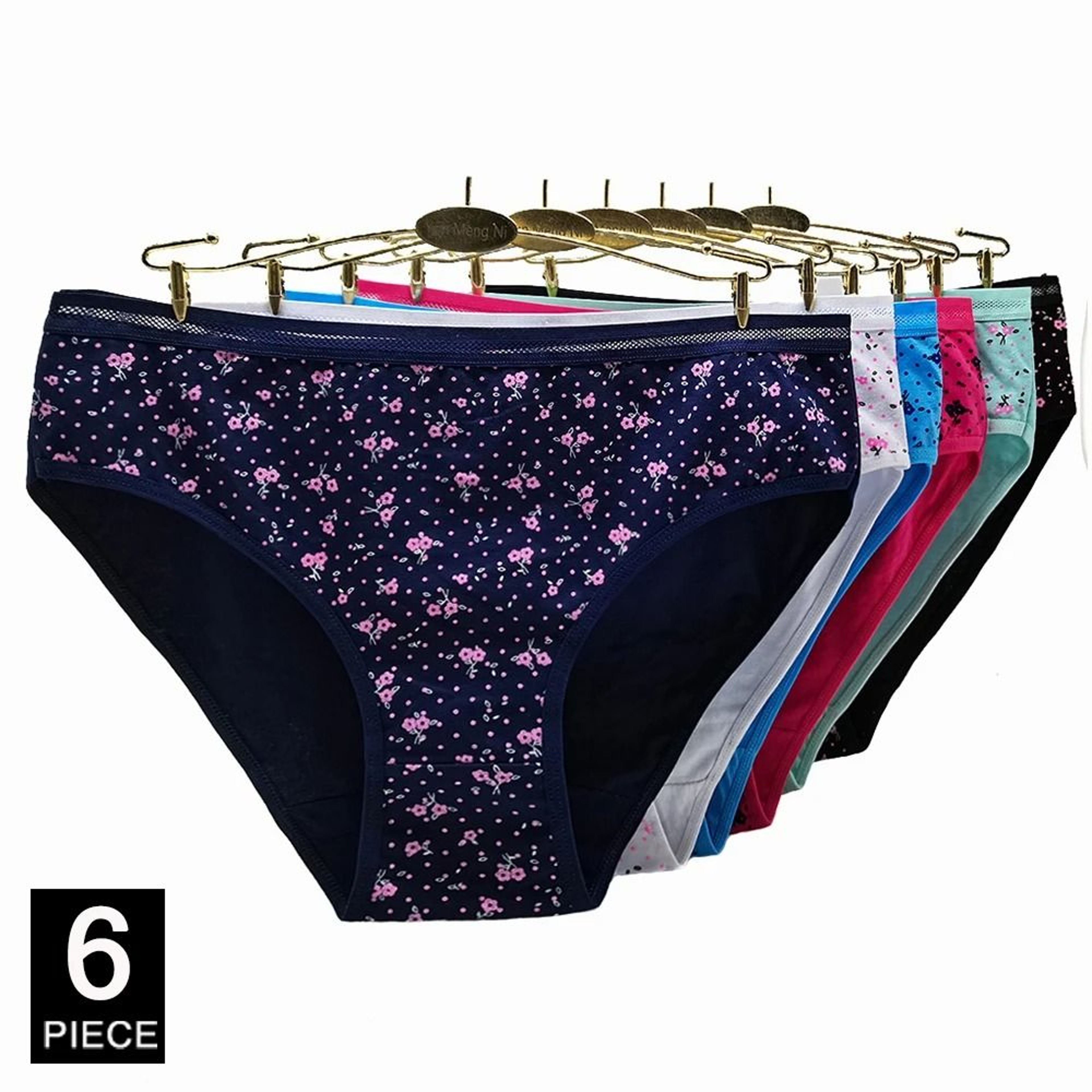 Plus Size Cotton High Waist Briefs Breathable Soft Underwear For Women 6 Piece Set 6