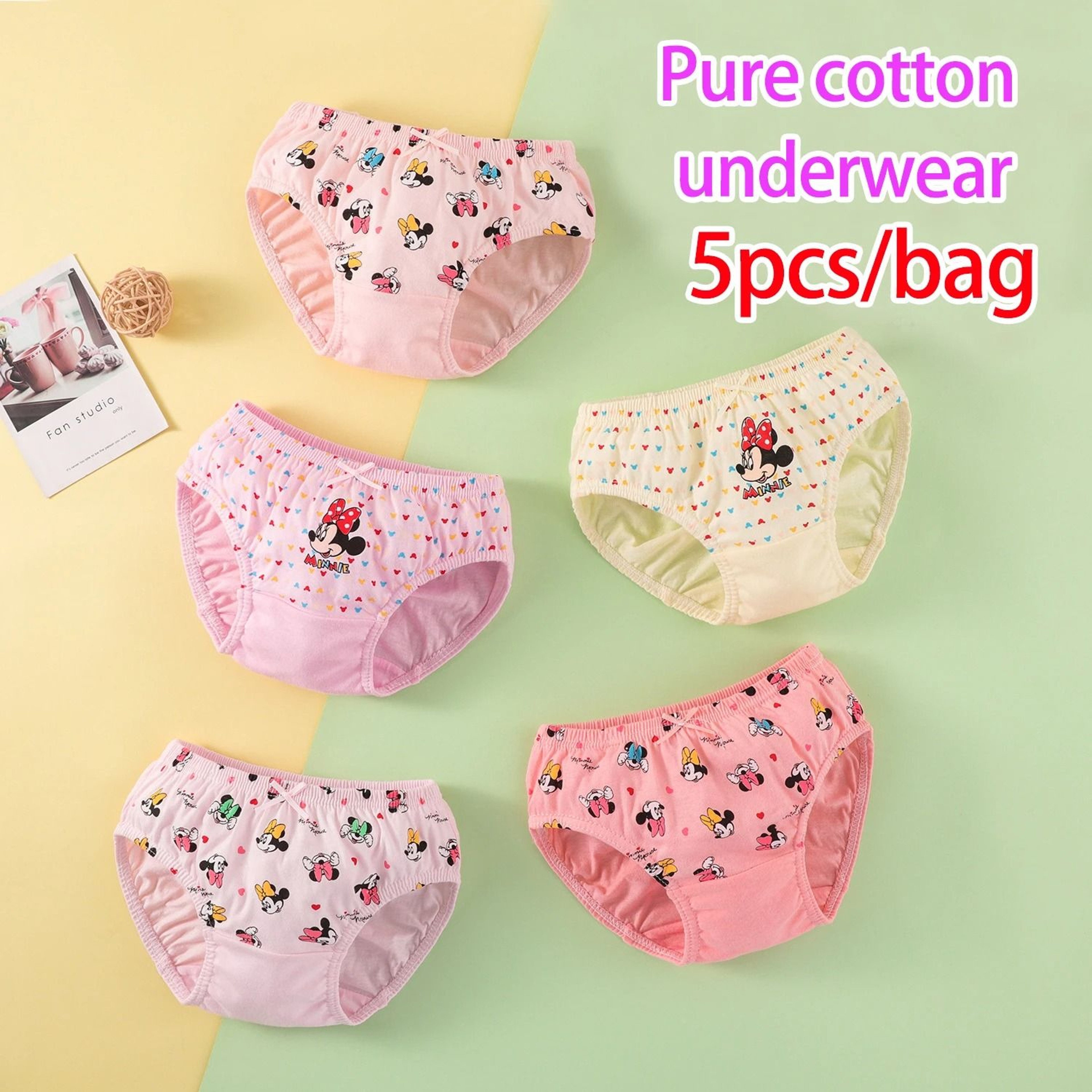 Girls Cotton Minnie Cartoon Triangle Underwear Set Soft Briefs For Kids 2