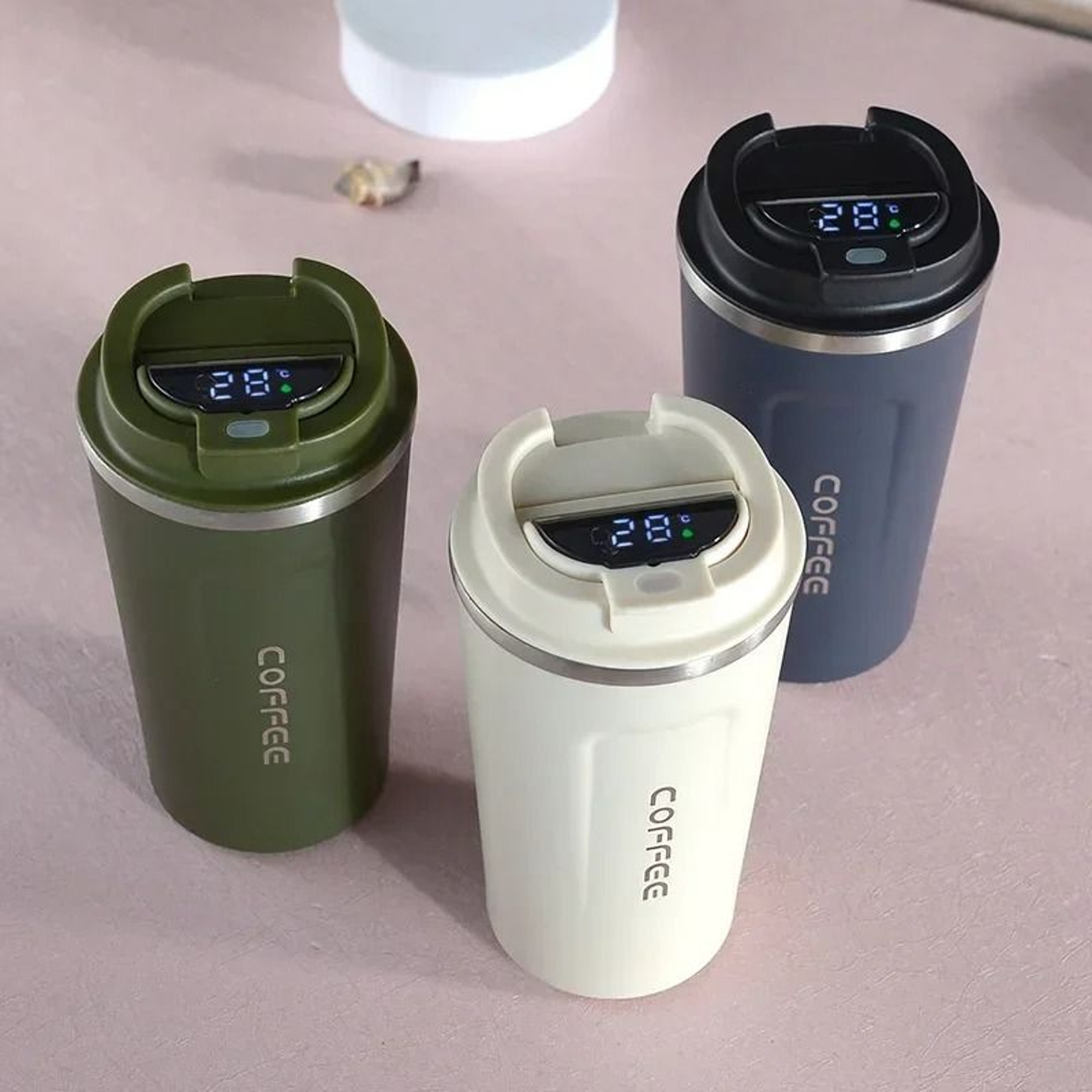 Stainless Steel Thermos Coffee Mug Temperature Display Vacuum Insulated Tumbler 0