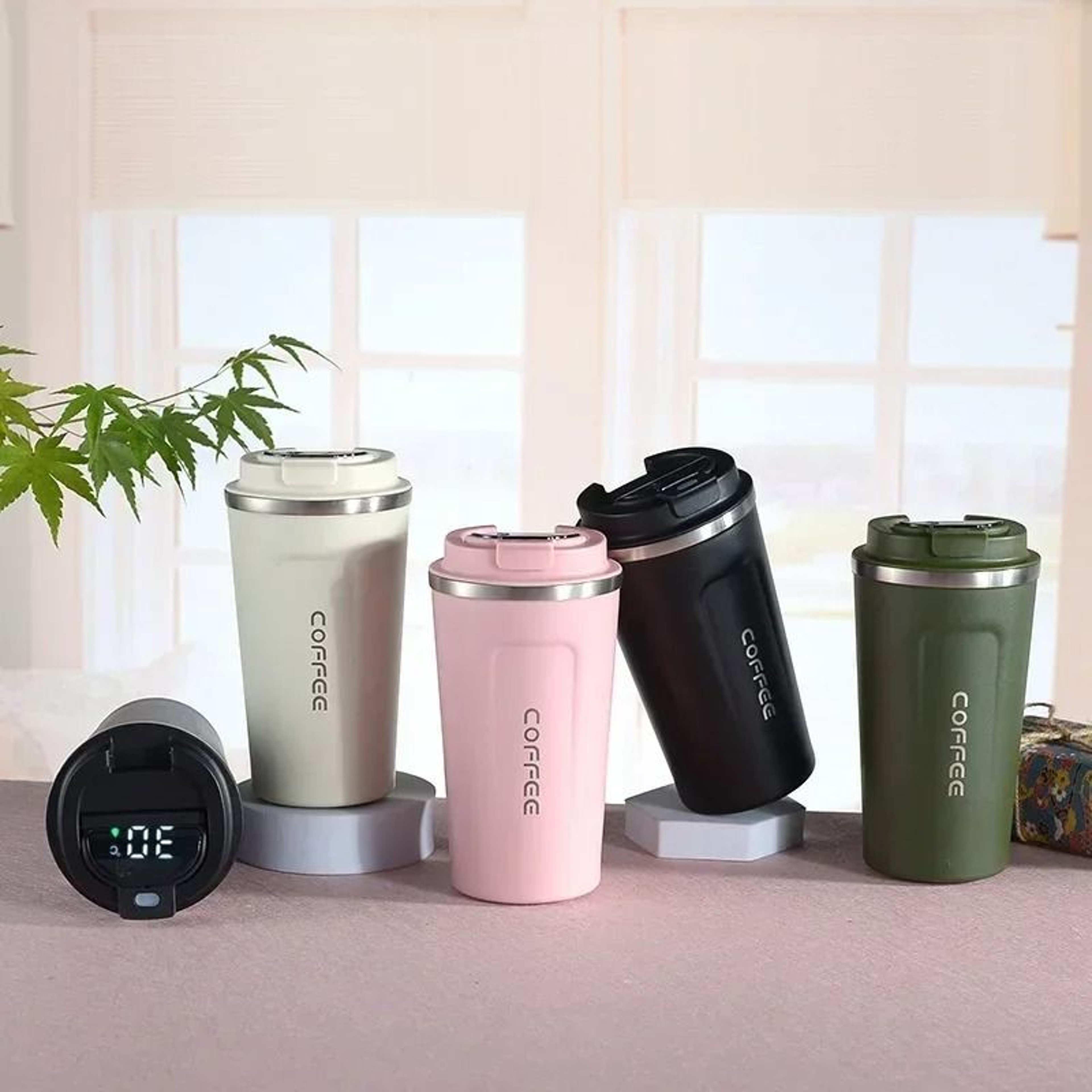 Stainless Steel Thermos Coffee Mug Temperature Display Vacuum Insulated Tumbler 1