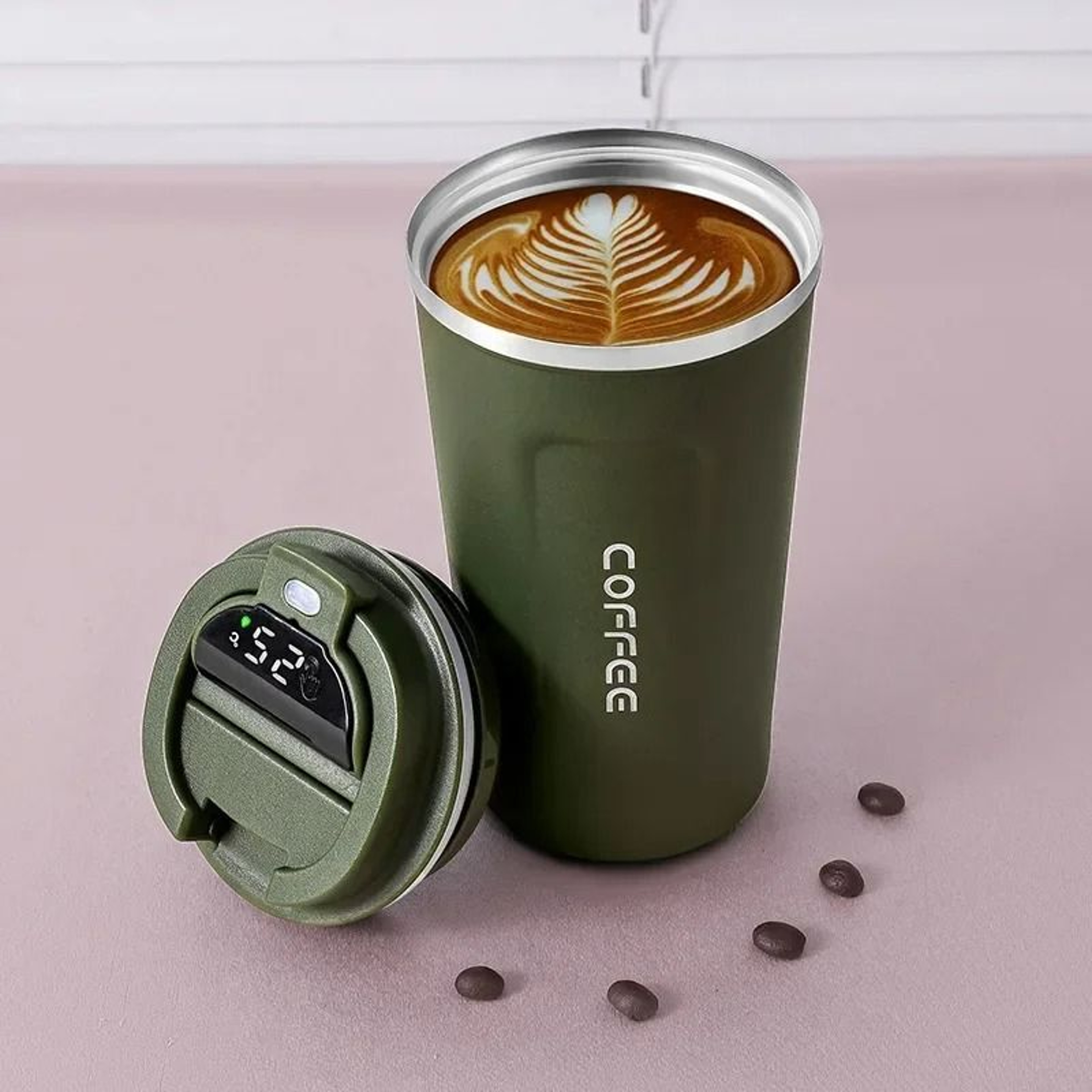 Stainless Steel Thermos Coffee Mug Temperature Display Vacuum Insulated Tumbler 10