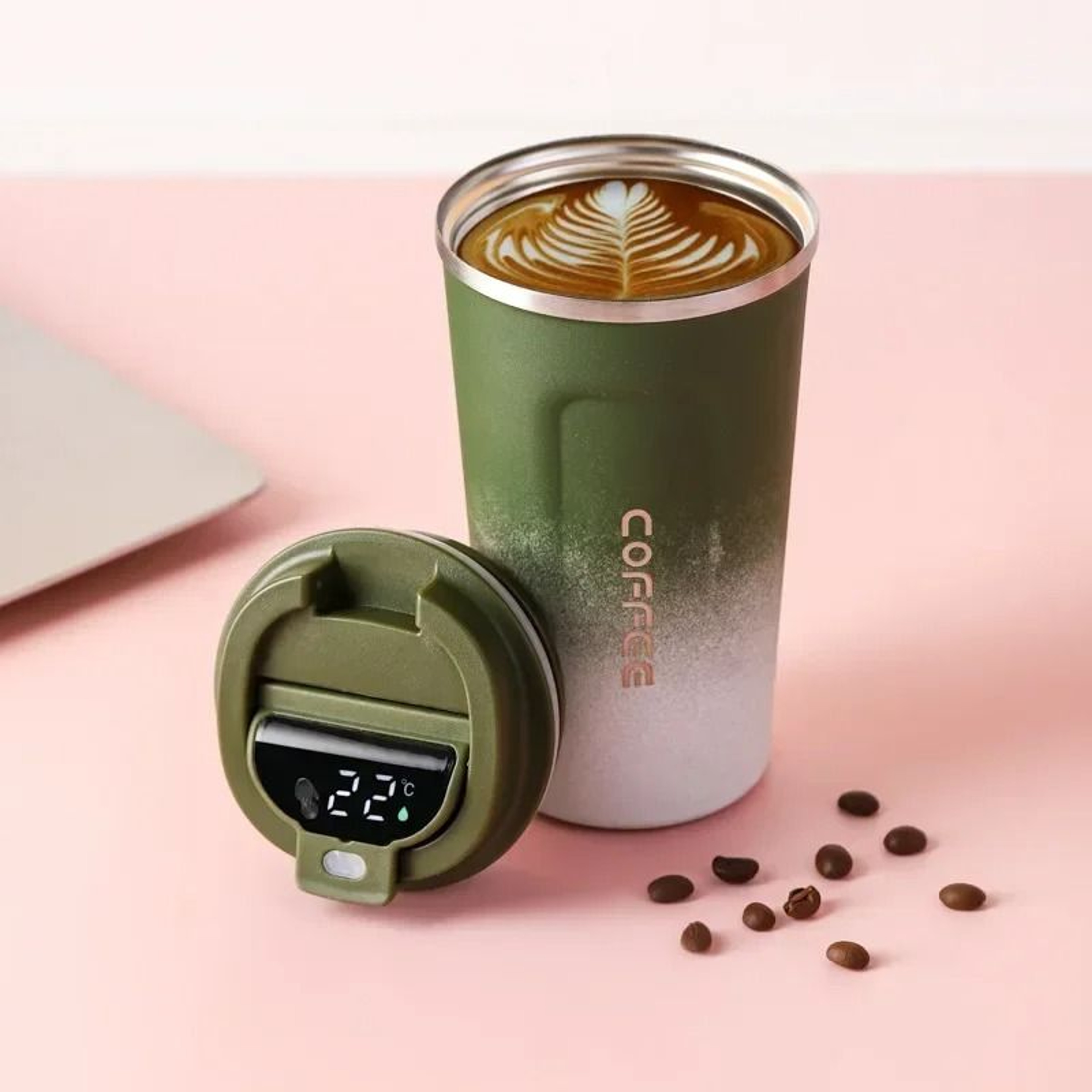 Stainless Steel Thermos Coffee Mug Temperature Display Vacuum Insulated Tumbler 15