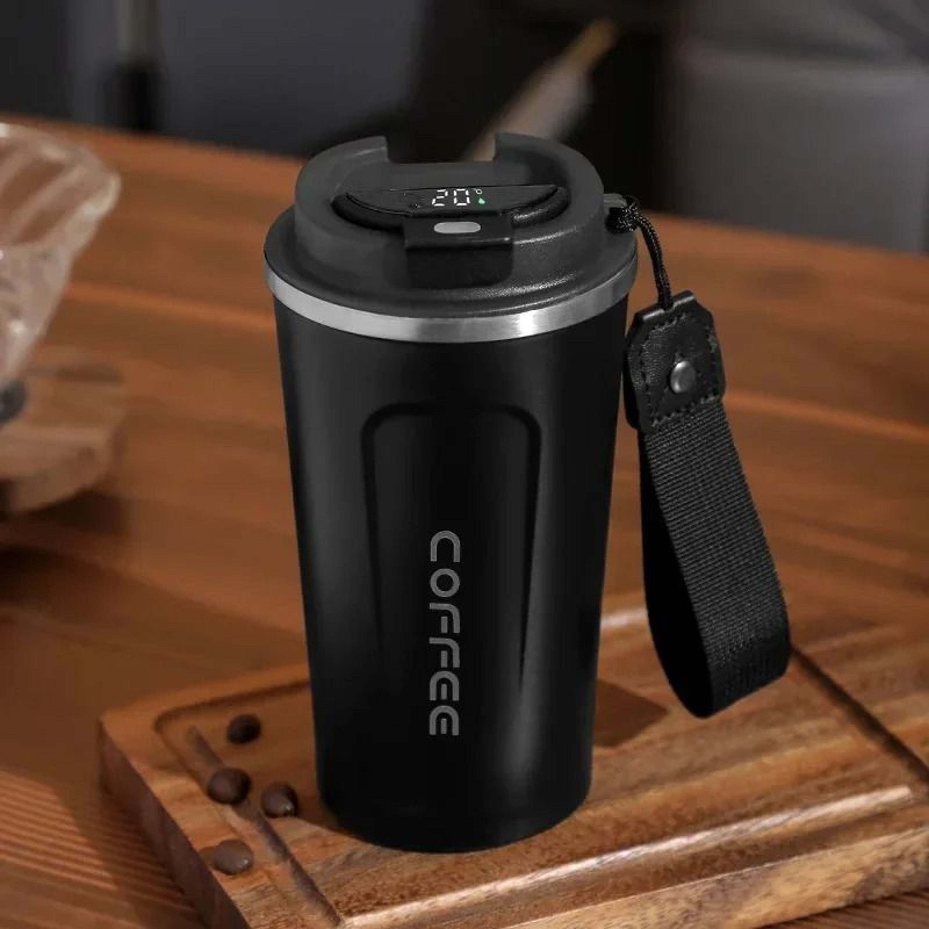 Stainless Steel Thermos Coffee Mug Temperature Display Vacuum Insulated Tumbler 18