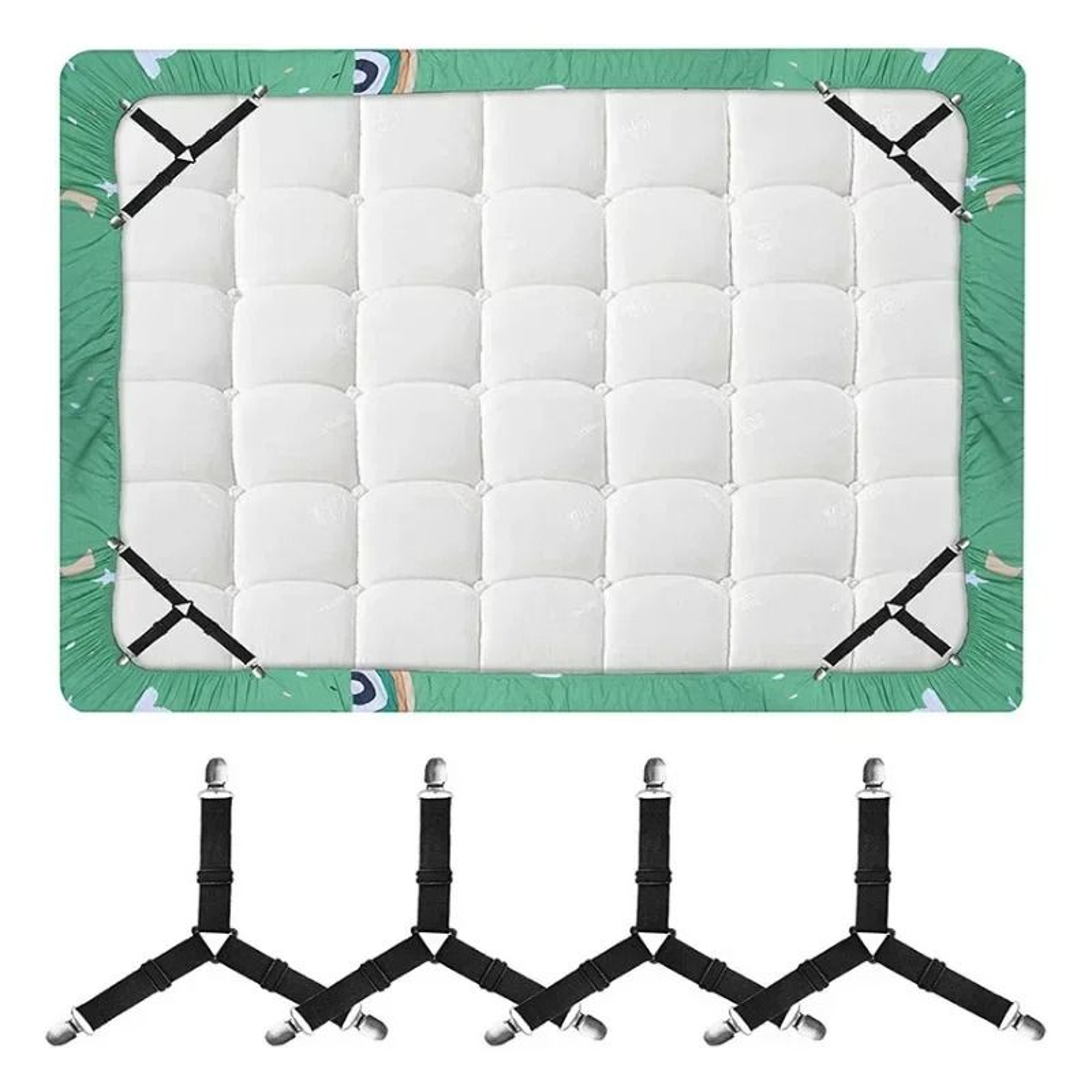 Adjustable Bed Sheet Holder Elastic Straps With Metal Clips Mattress Fasteners 3