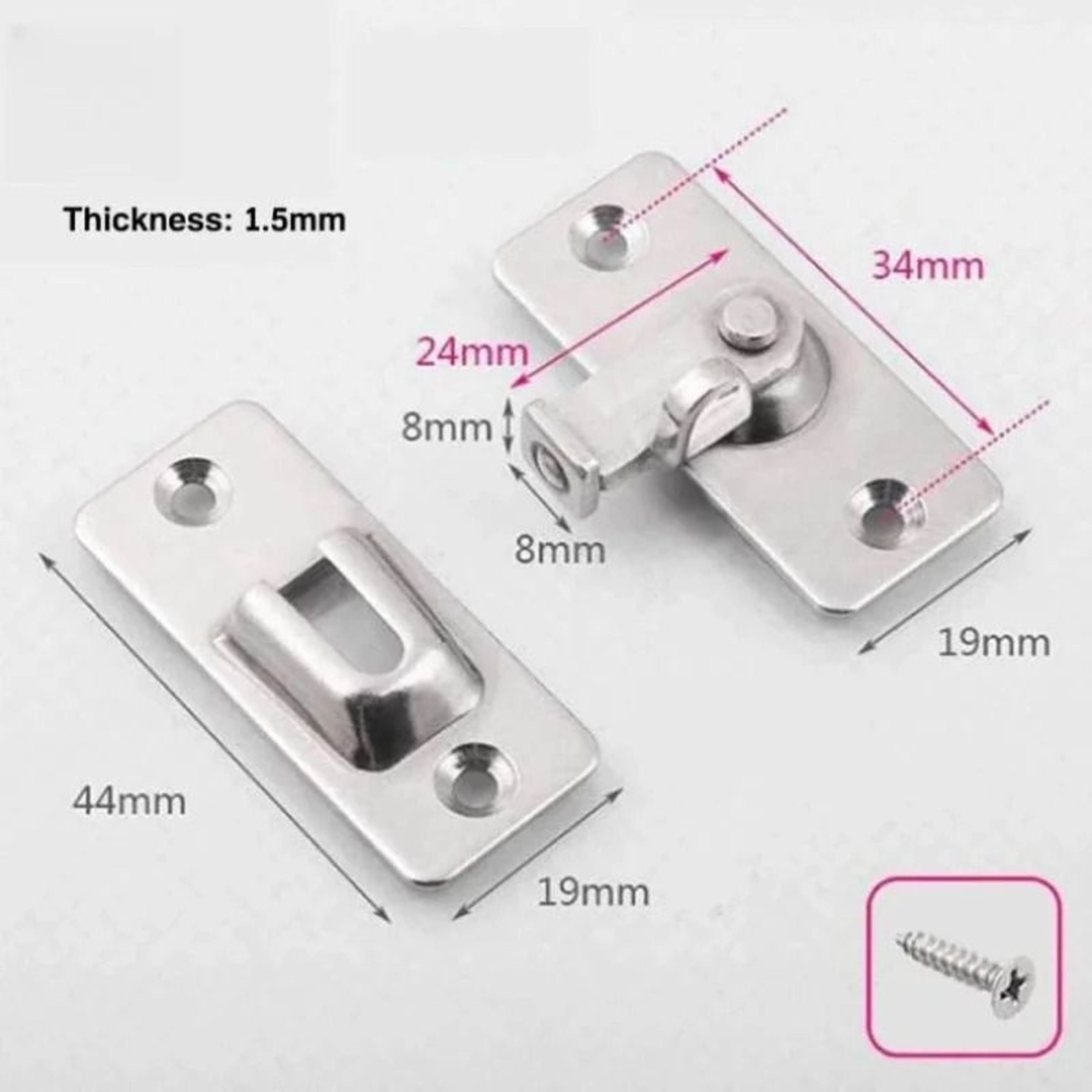 90 Degree Door Latch Stainless Steel Barn Door Hook Lock Hardware 1
