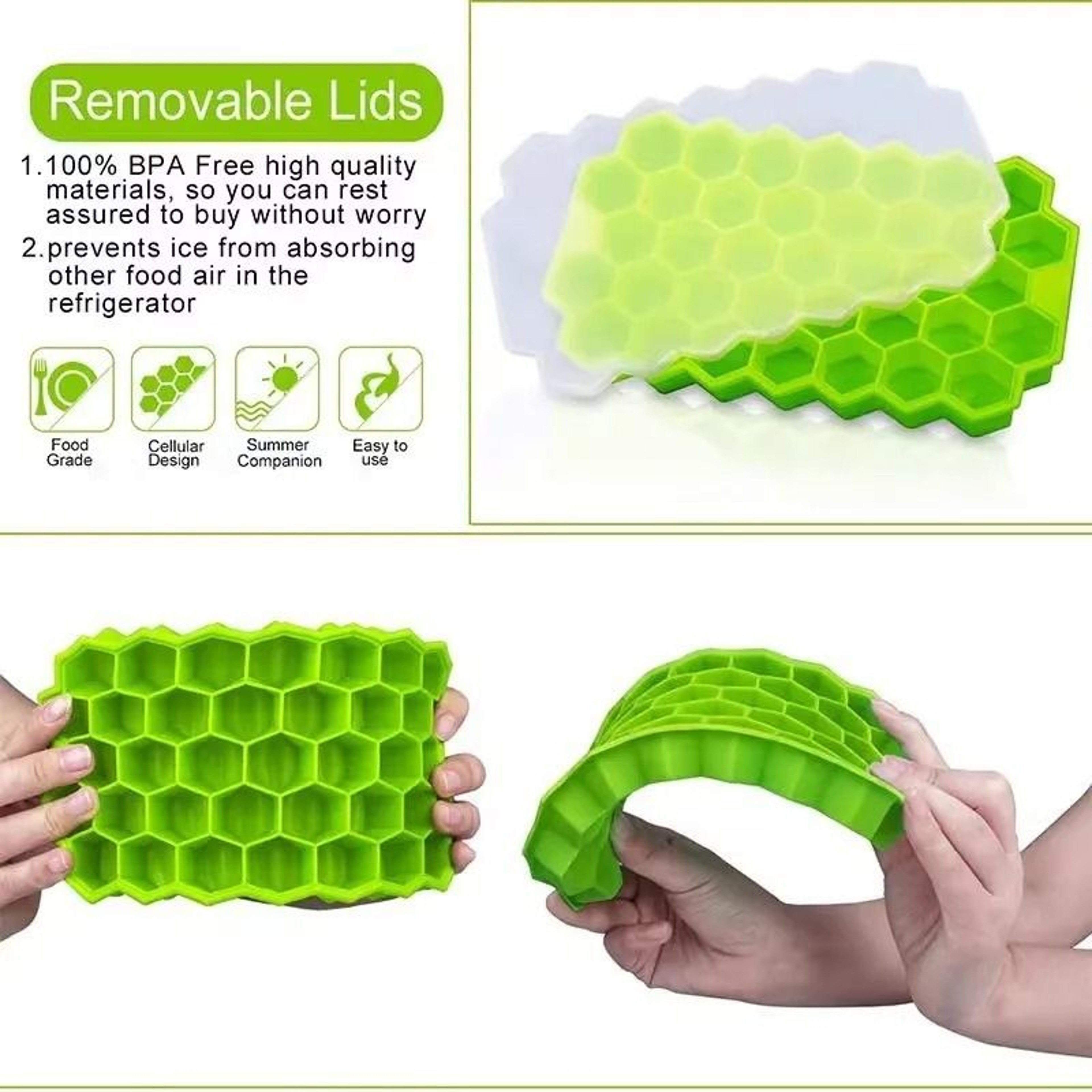 Honeycomb Silicone Ice Cube Mold 37 Cavity Reusable Ice Maker Tray 4