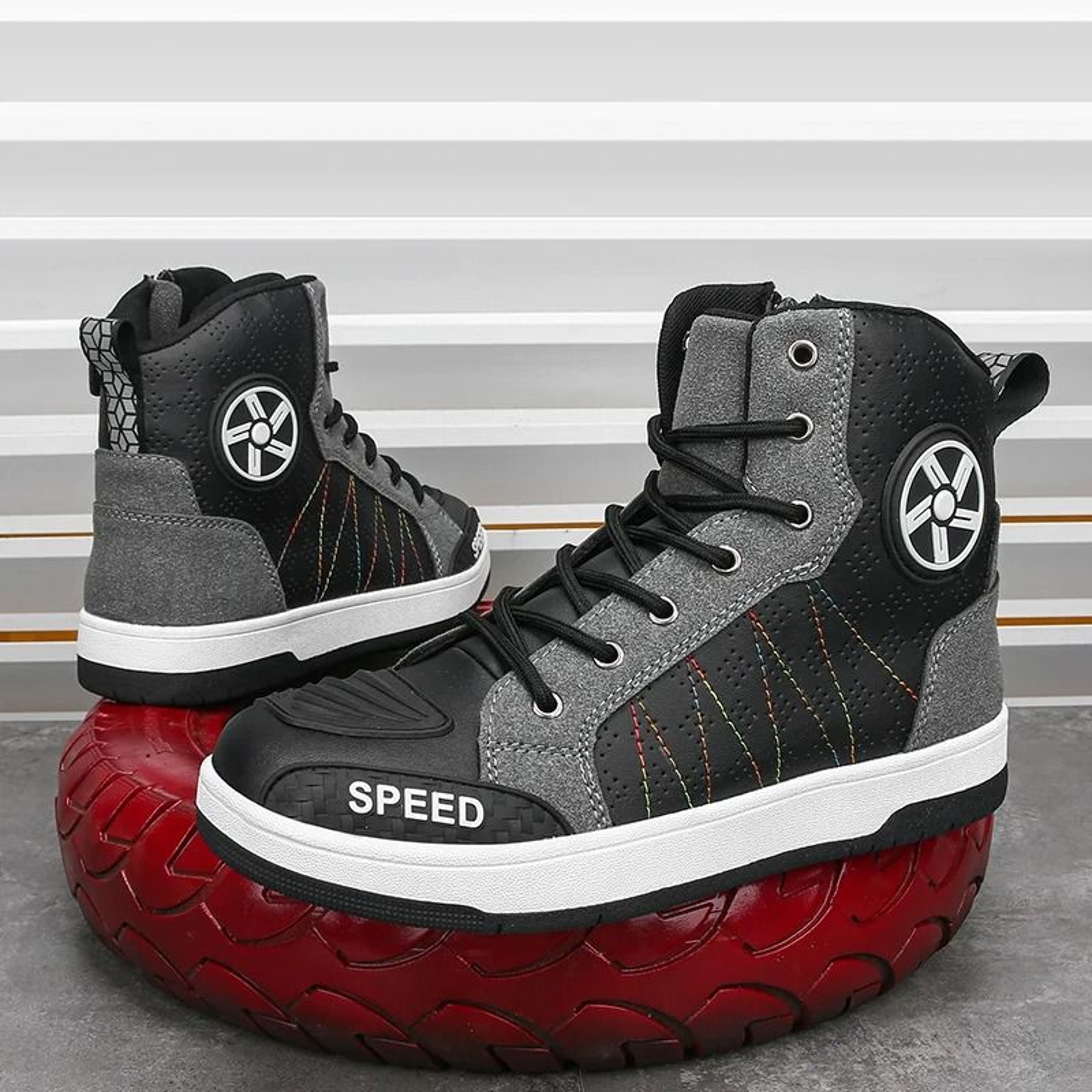 Mens Leather Motorcycle Riding Shoes Protective Anti Slip Boots 5