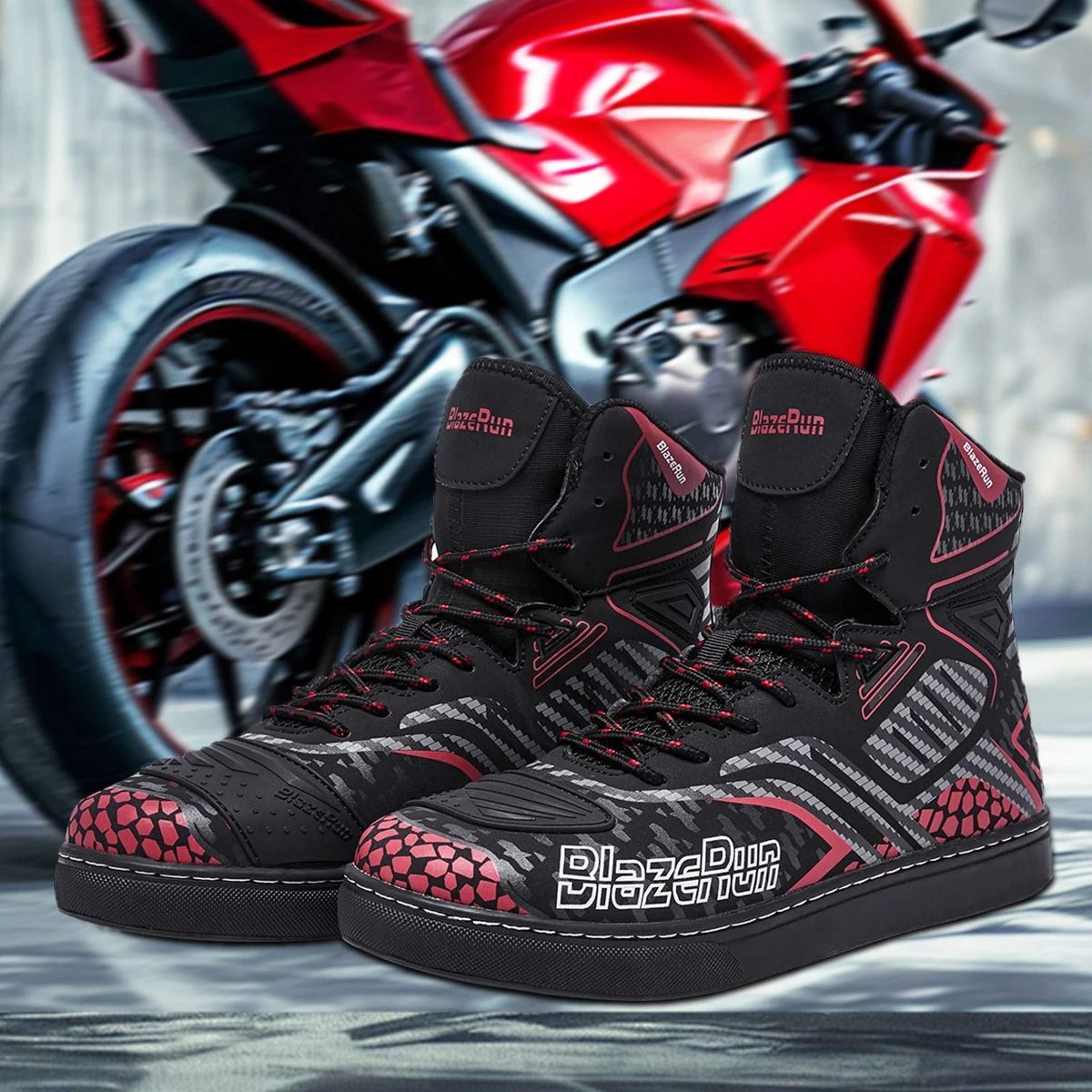 Breathable Motorcycle Riding Boots For Men Anti Slip Adventure Touring Shoes 0