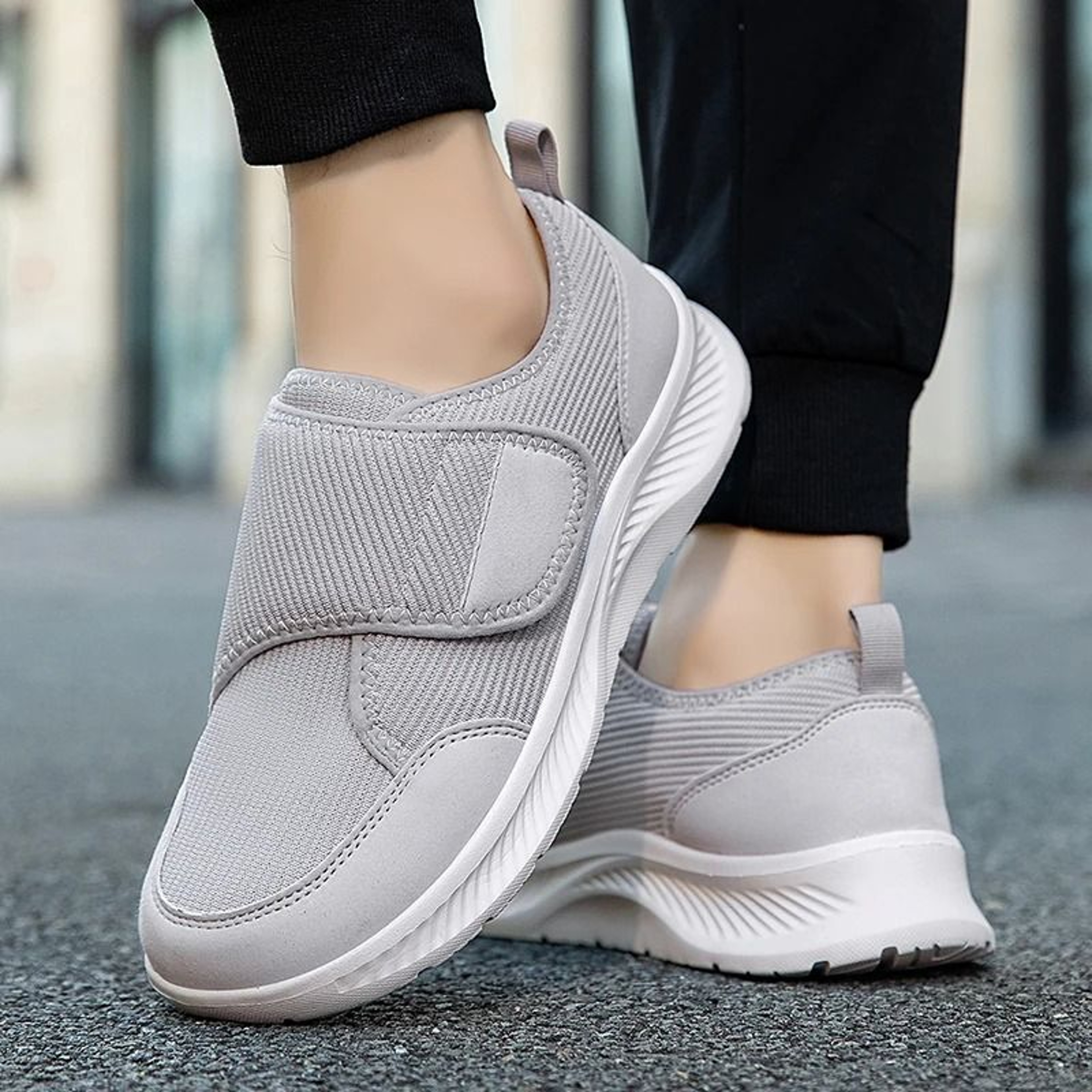 Womens Anti Slip Walking Shoes Soft Sole Velcro Breathable Casual Footwear 0