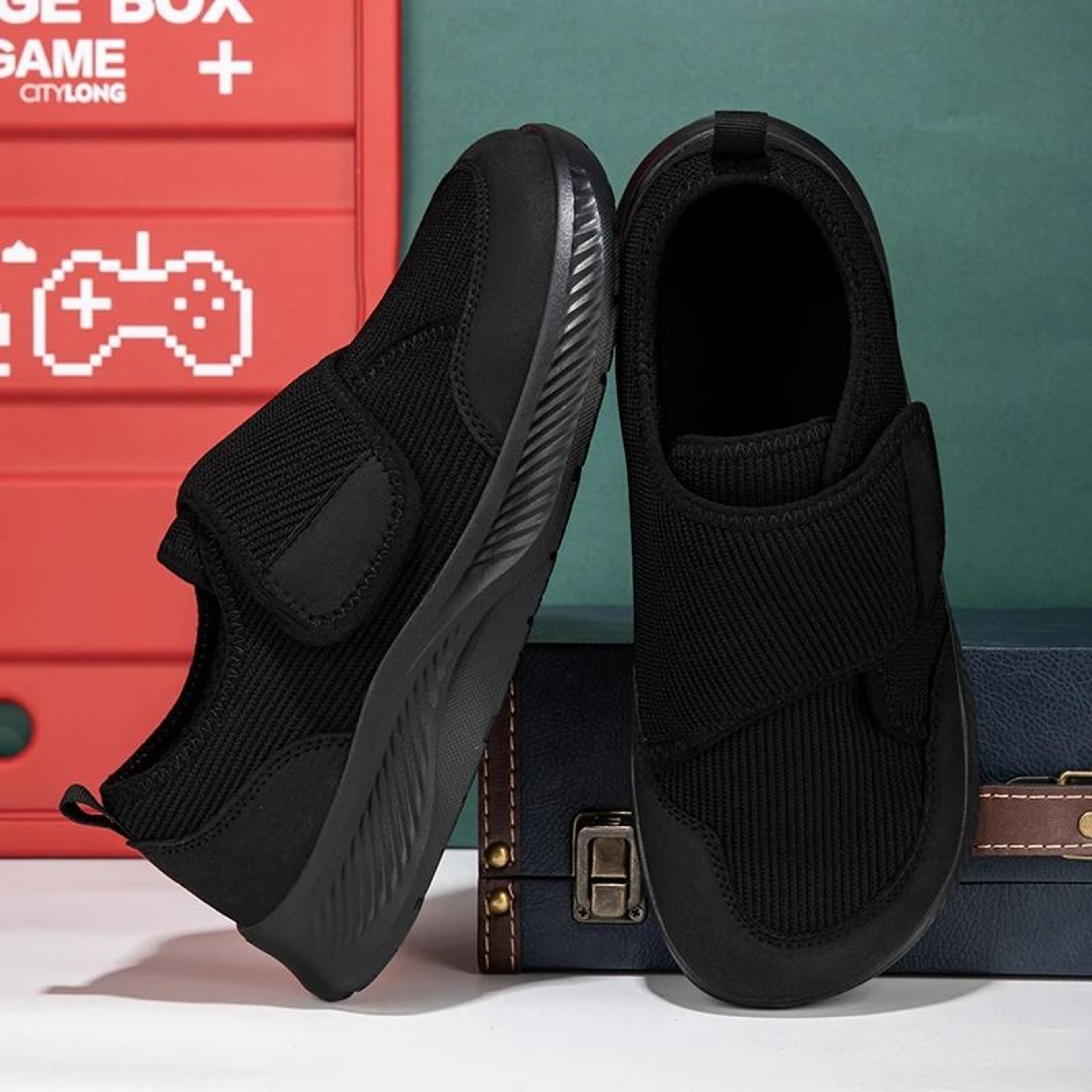 Womens Anti Slip Walking Shoes Soft Sole Velcro Breathable Casual Footwear 2