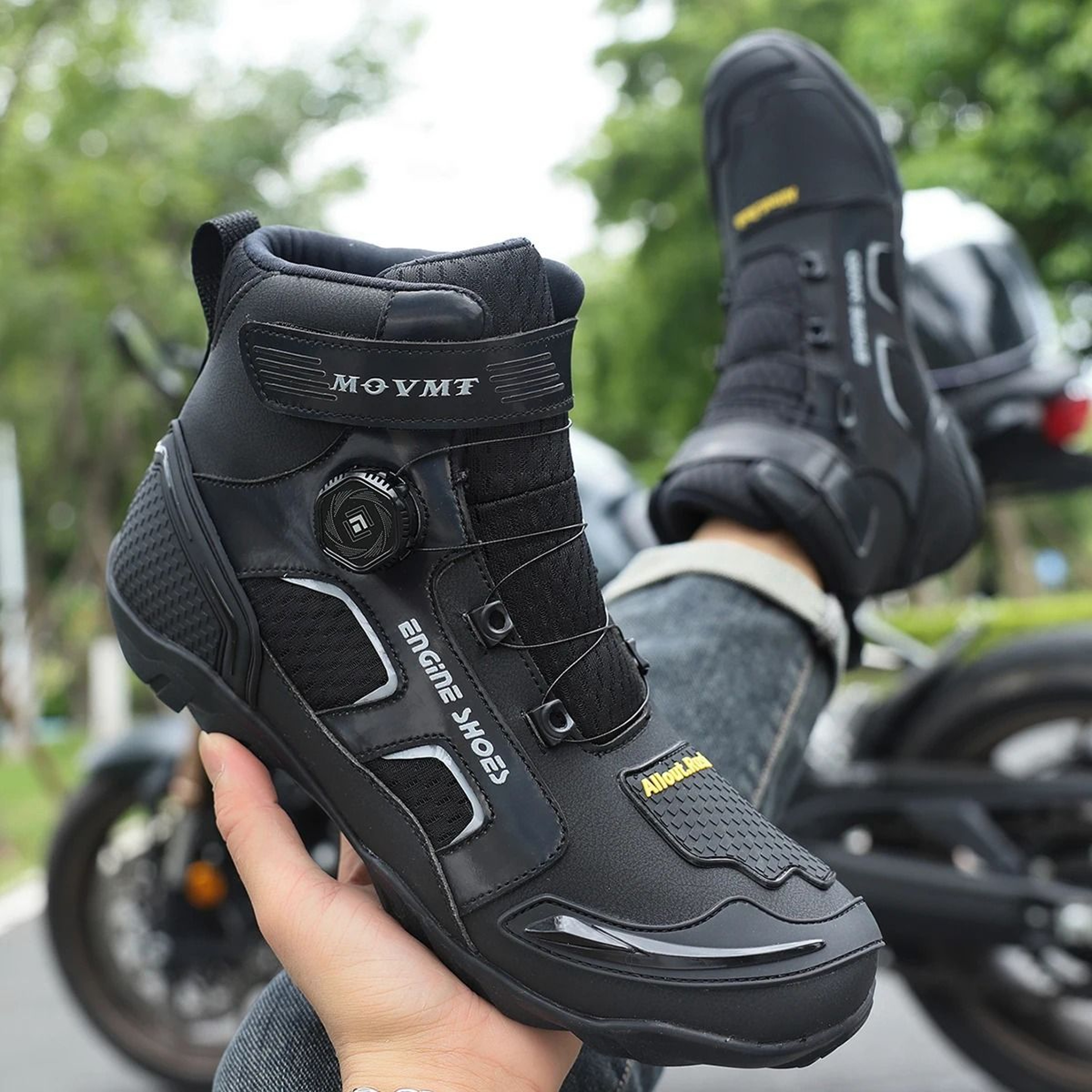 Mens Leather Motorcycle Boots Anti Slip Ankle Riding Footwear 0